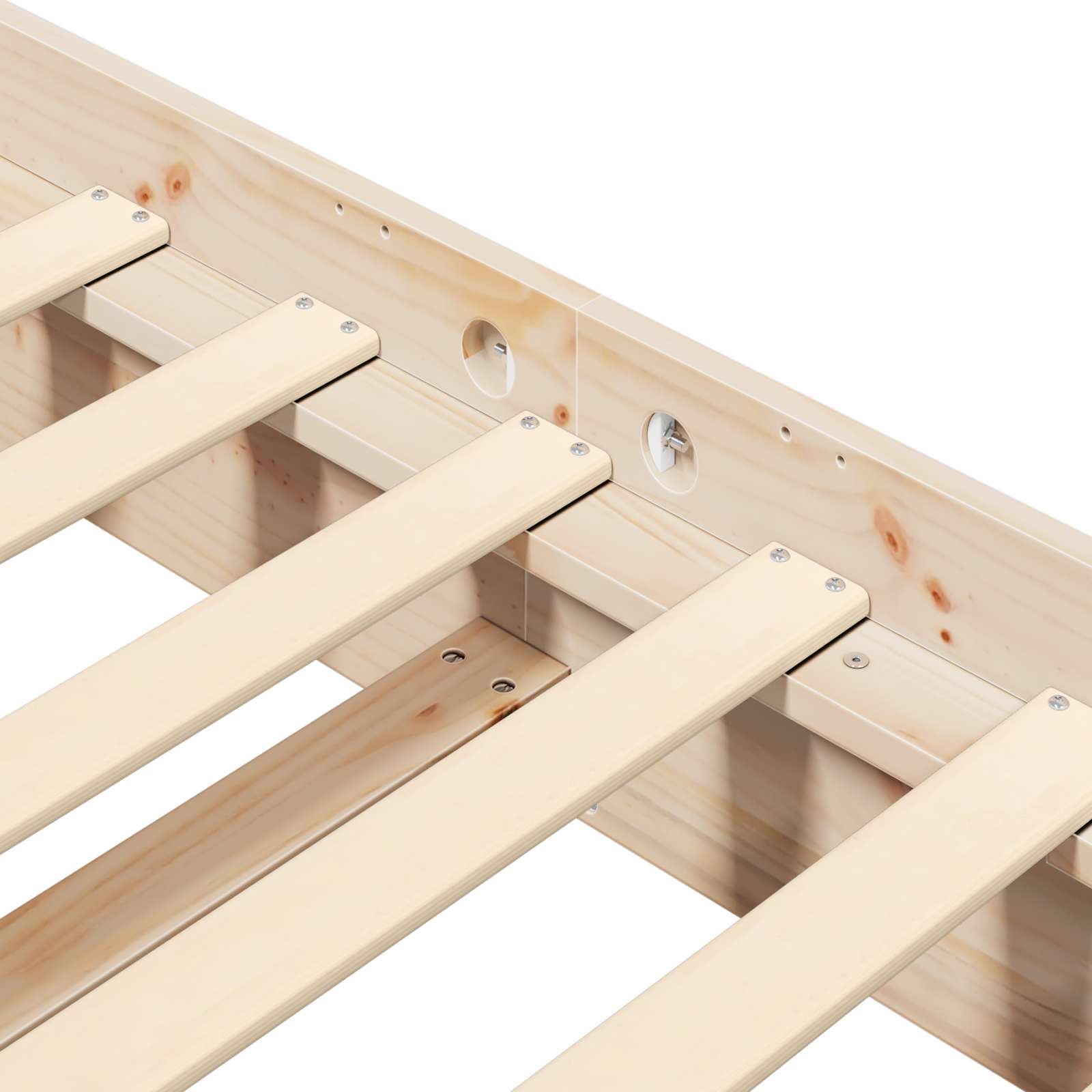 Σκελετός Κρεβατιού Φυσικό 200 x 200 cm Στερεά ξυλεία πεύκου - Pakobazaar