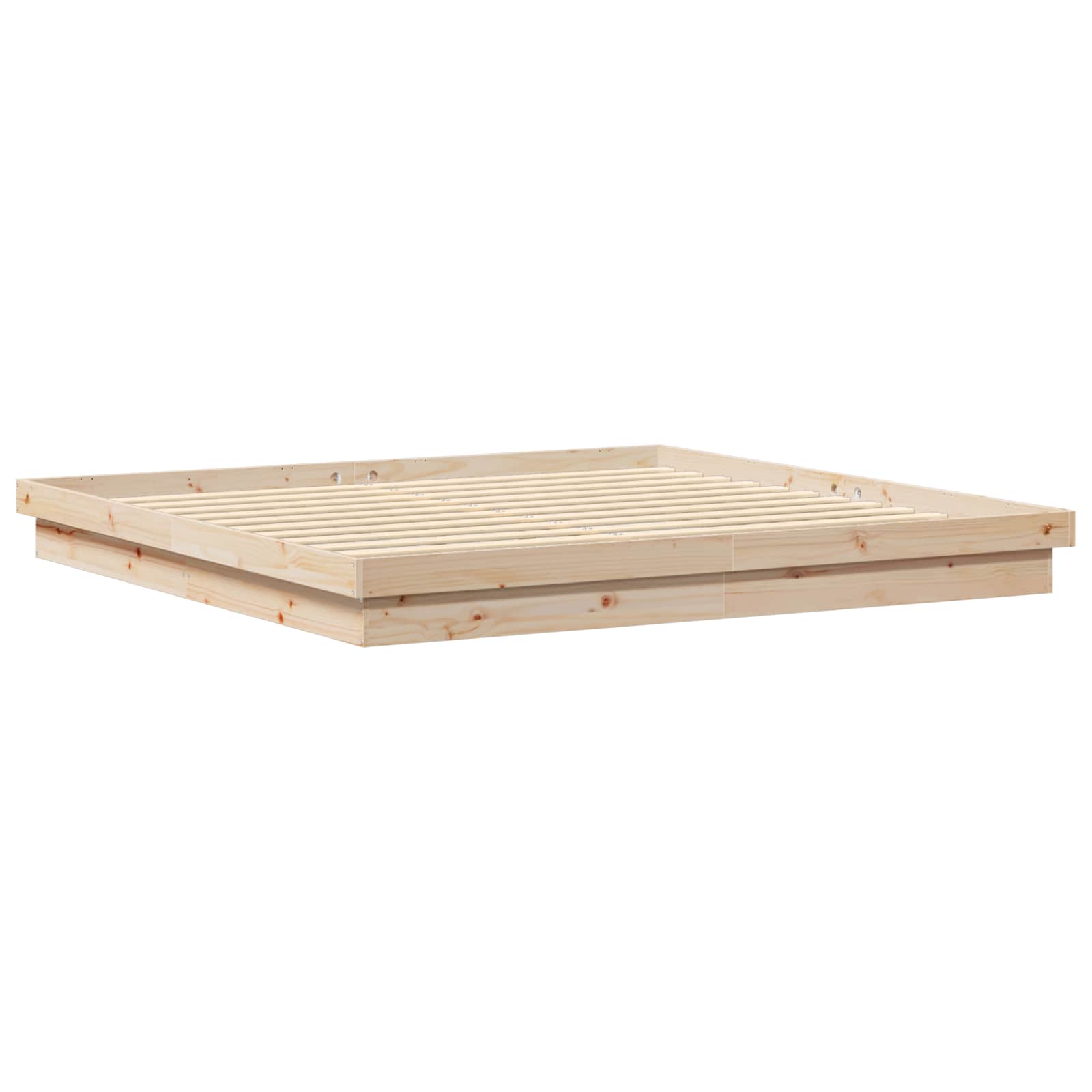 Σκελετός Κρεβατιού Φυσικό 200 x 200 cm Στερεά ξυλεία πεύκου - Pakobazaar