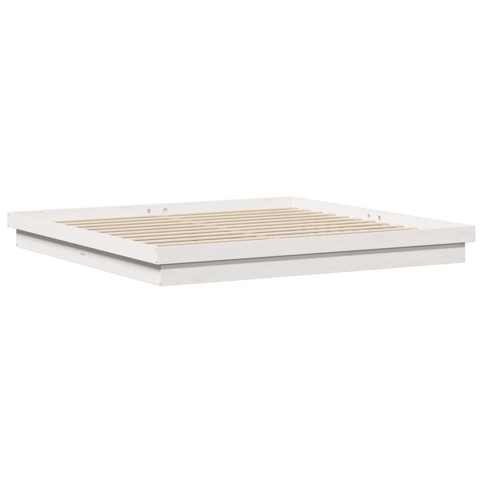 Σκελετός Κρεβατιού Λευκό 200 x 200 cm Στερεά ξυλεία πεύκου