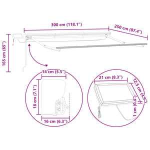 Χειροκίνητο πλαίσιο τέντας με LED Ανθρακί 3 x 2,5 μ Ατσάλι - Pakobazaar