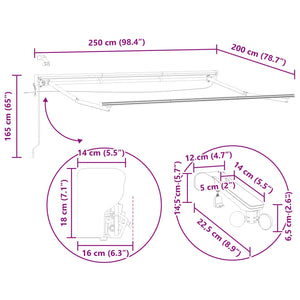 Ηλεκτρικό πλαίσιο τέντας με LED Λευκός 2,5 x 2 m Αλουμίνιο - Pakobazaar