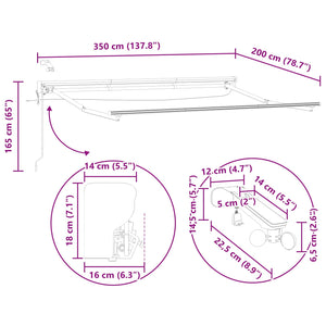 Ηλεκτρικό πλαίσιο τέντας με LED Λευκός 3,5 x 2 m Αλουμίνιο - Pakobazaar