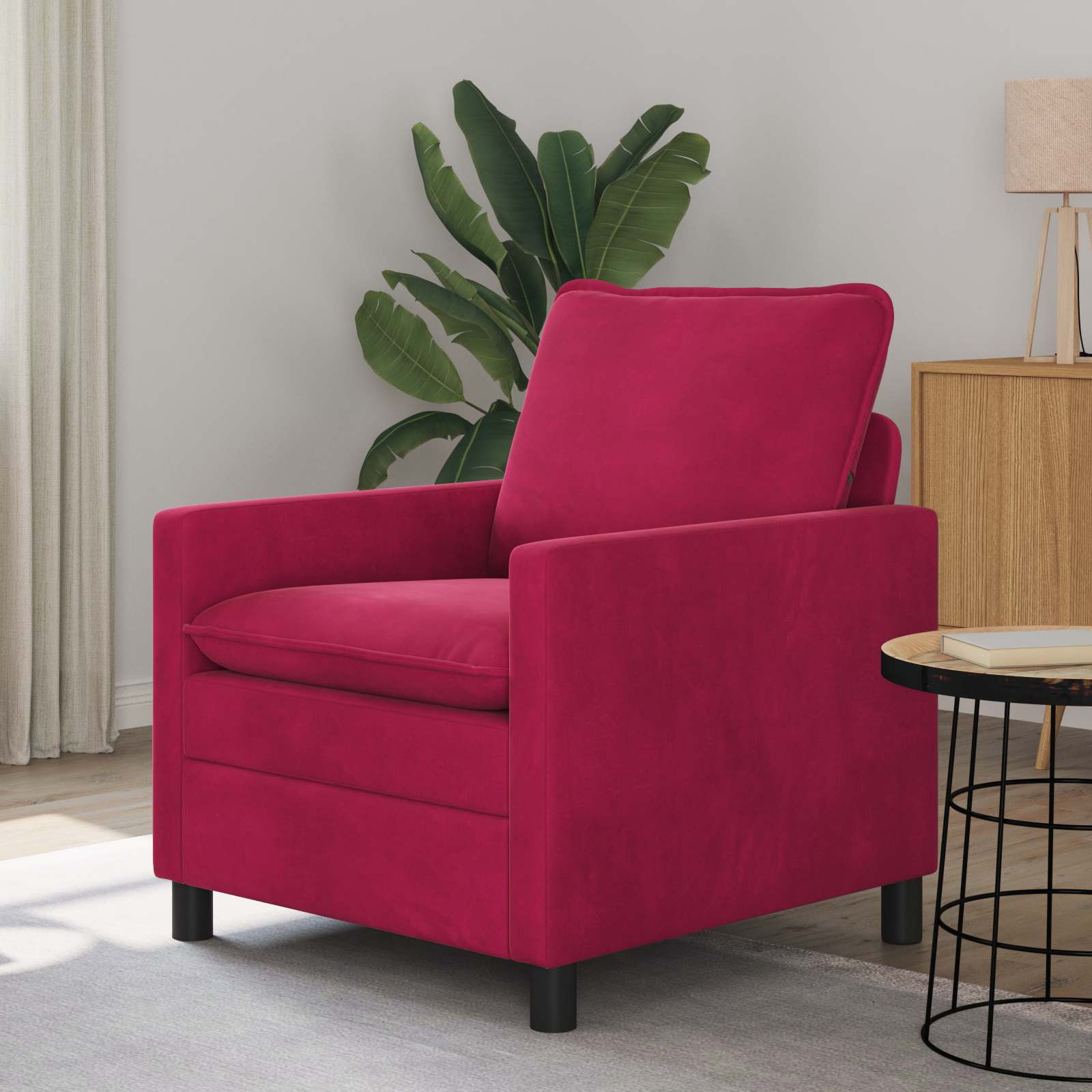 Καναπές Κόκκινο 76 x 81 x 87,5 εκ Βελούδο - Pakobazaar
