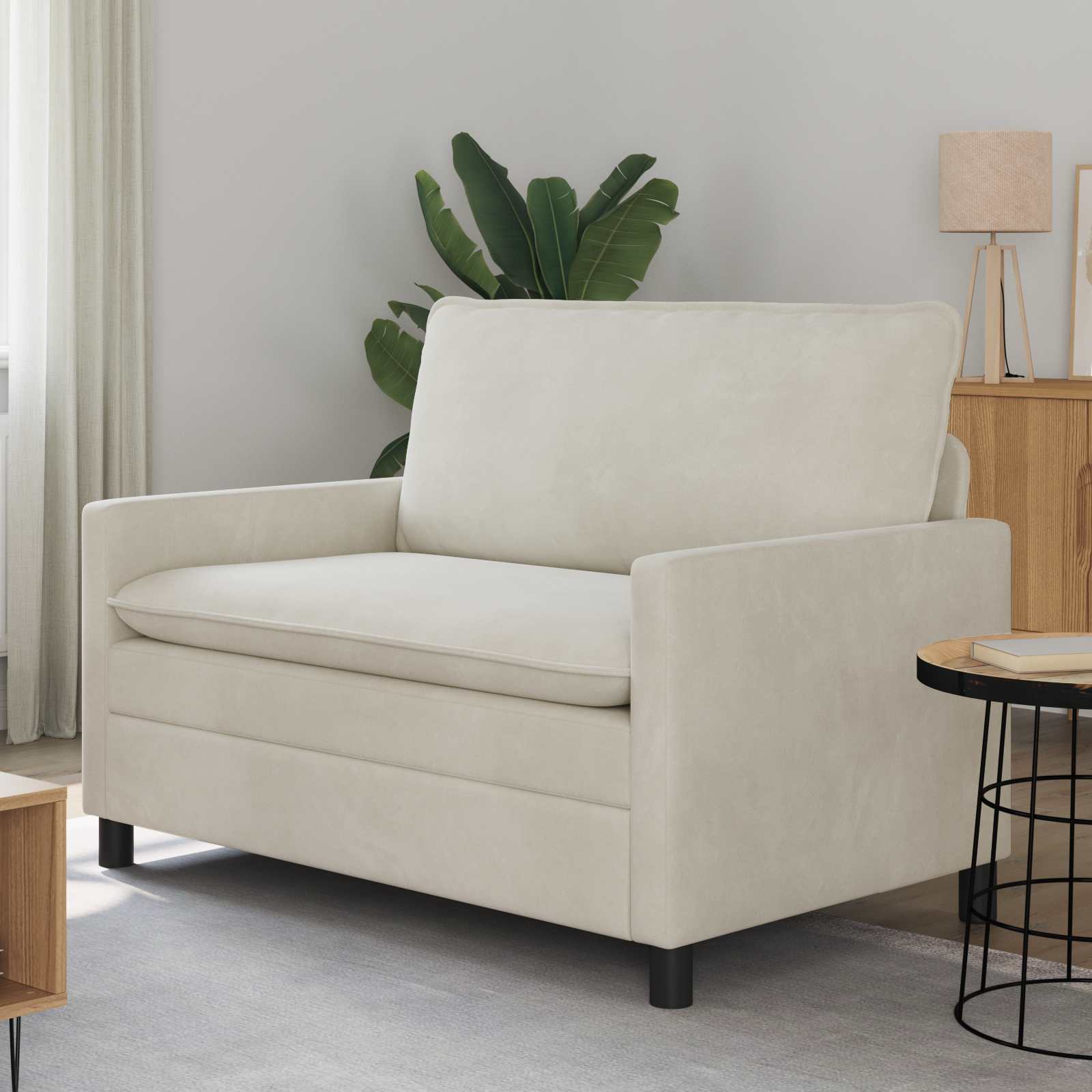 Καναπές Κρεμ 126 x 81 x 87,5 εκ Βελούδο - Pakobazaar