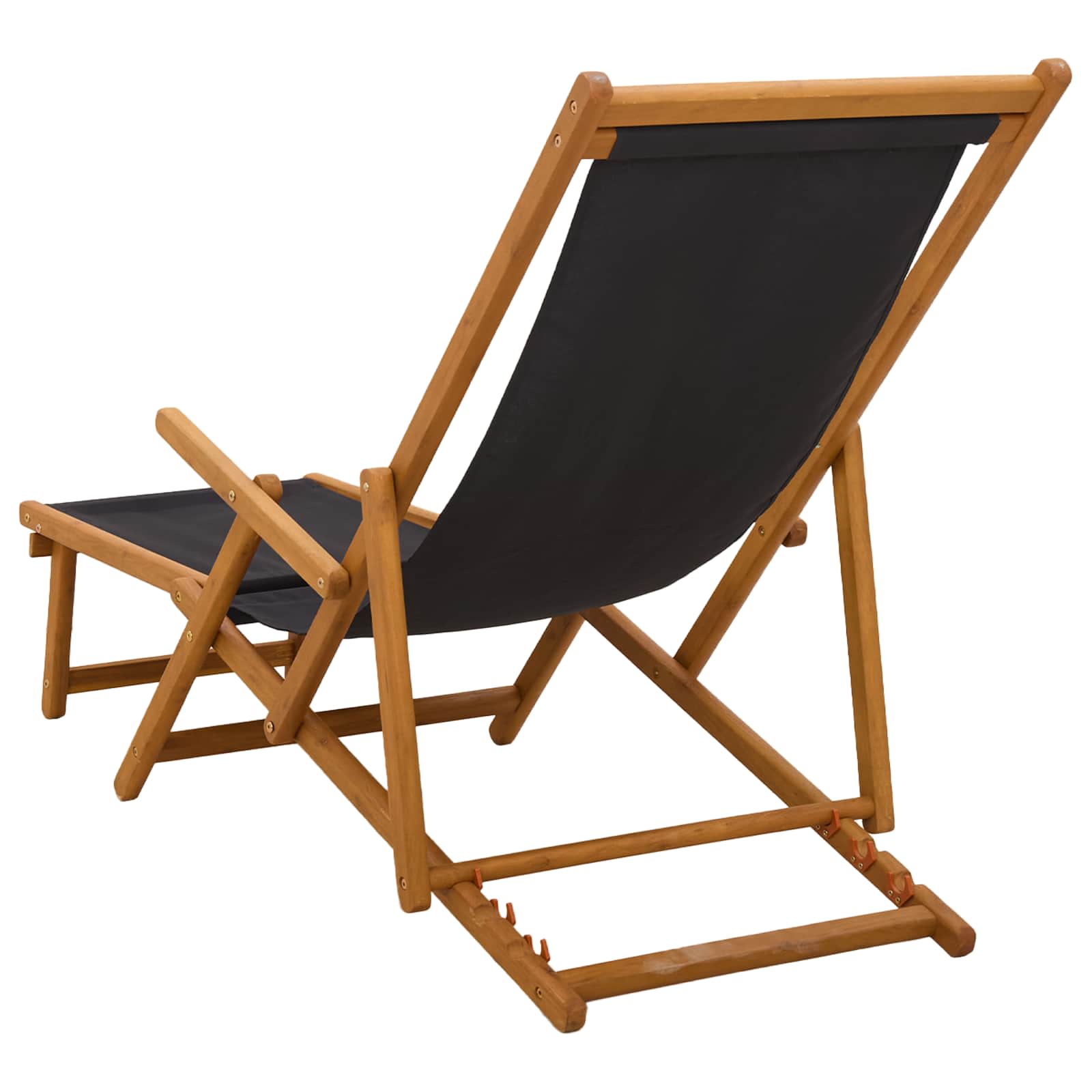 Πτυσσόμενη ξαπλώστρα 3 θέση Στερεό Ξύλο Ευκαλύπτου Μαύρο - Pakobazaar