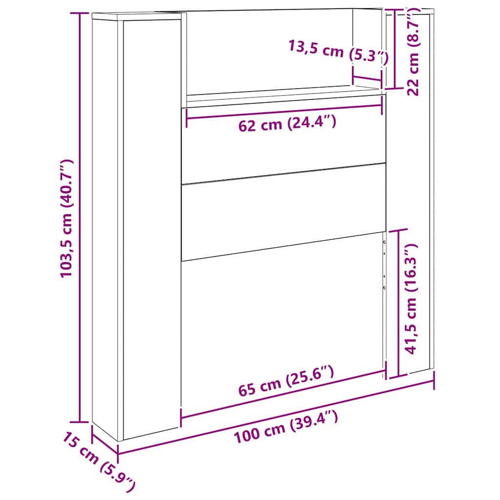 Κεφαλάρι Παλιό ξύλο 100 x 15 x 103,5 εκ. Επεξεργασμένο ξύλο