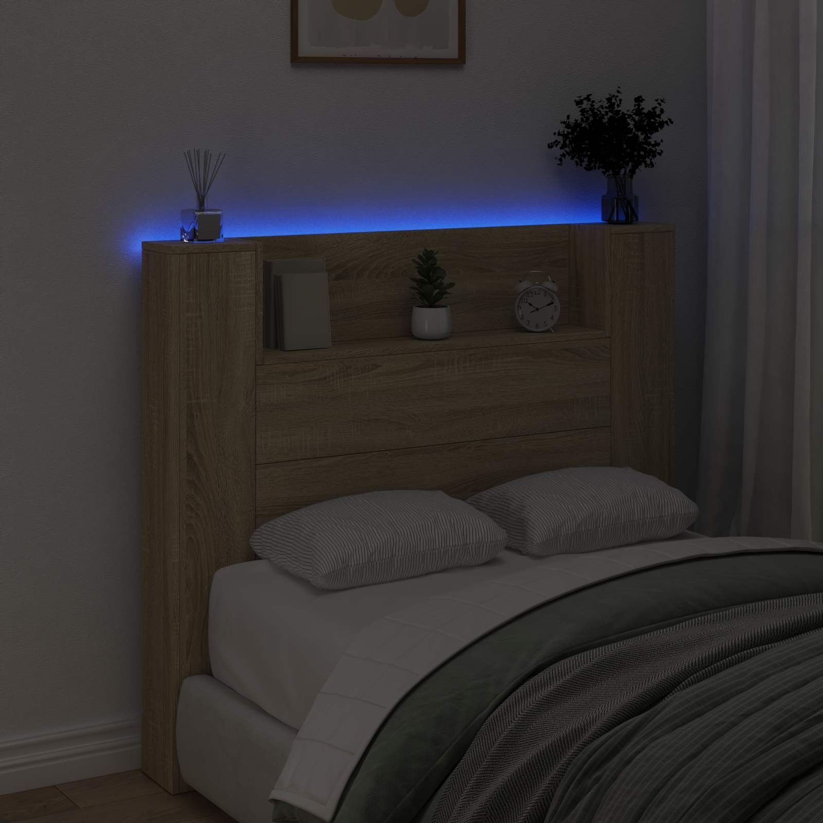 Κεφαλάρι αποθήκευσης με LED Sonoma Δρυς Επεξεργασμένο Ξύλο