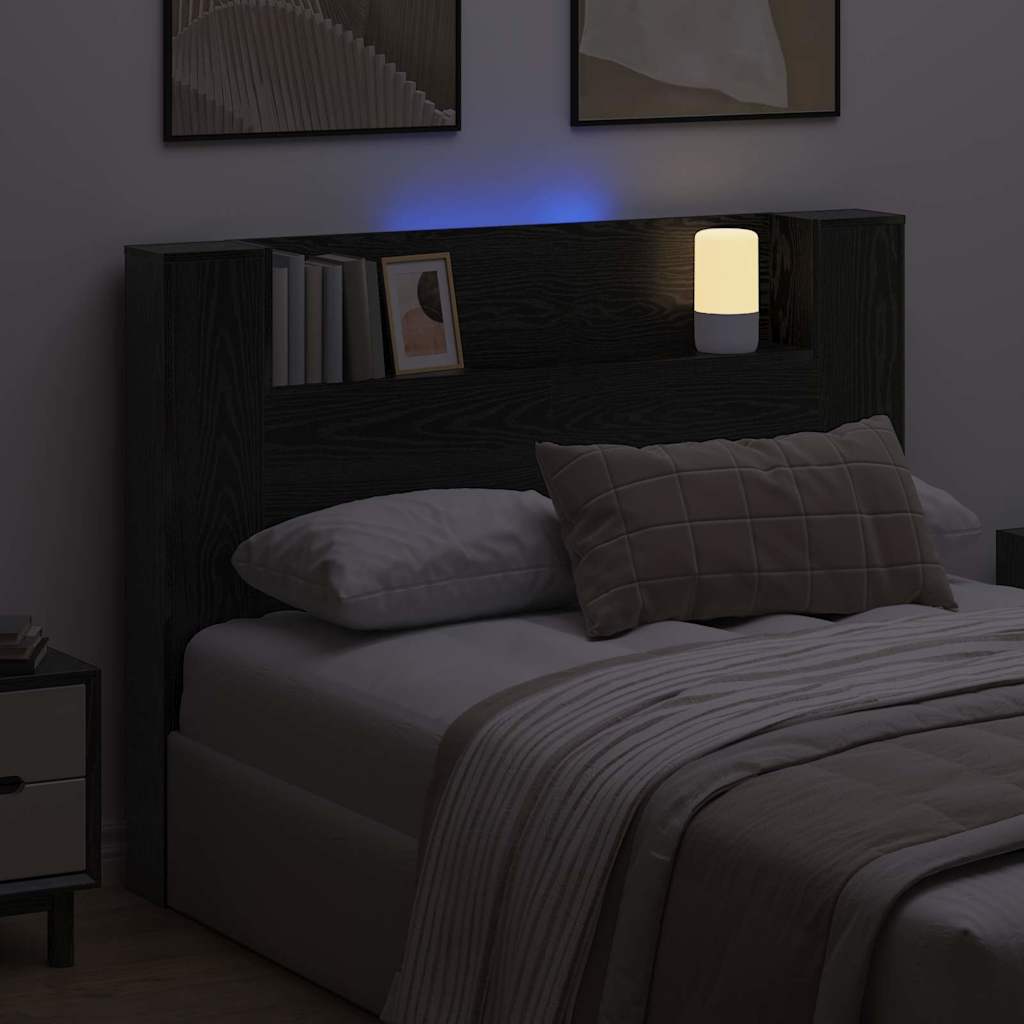 Κεφαλάρι αποθήκευσης με LED Μαύρη Δρυς Επεξεργασμένο Ξύλο