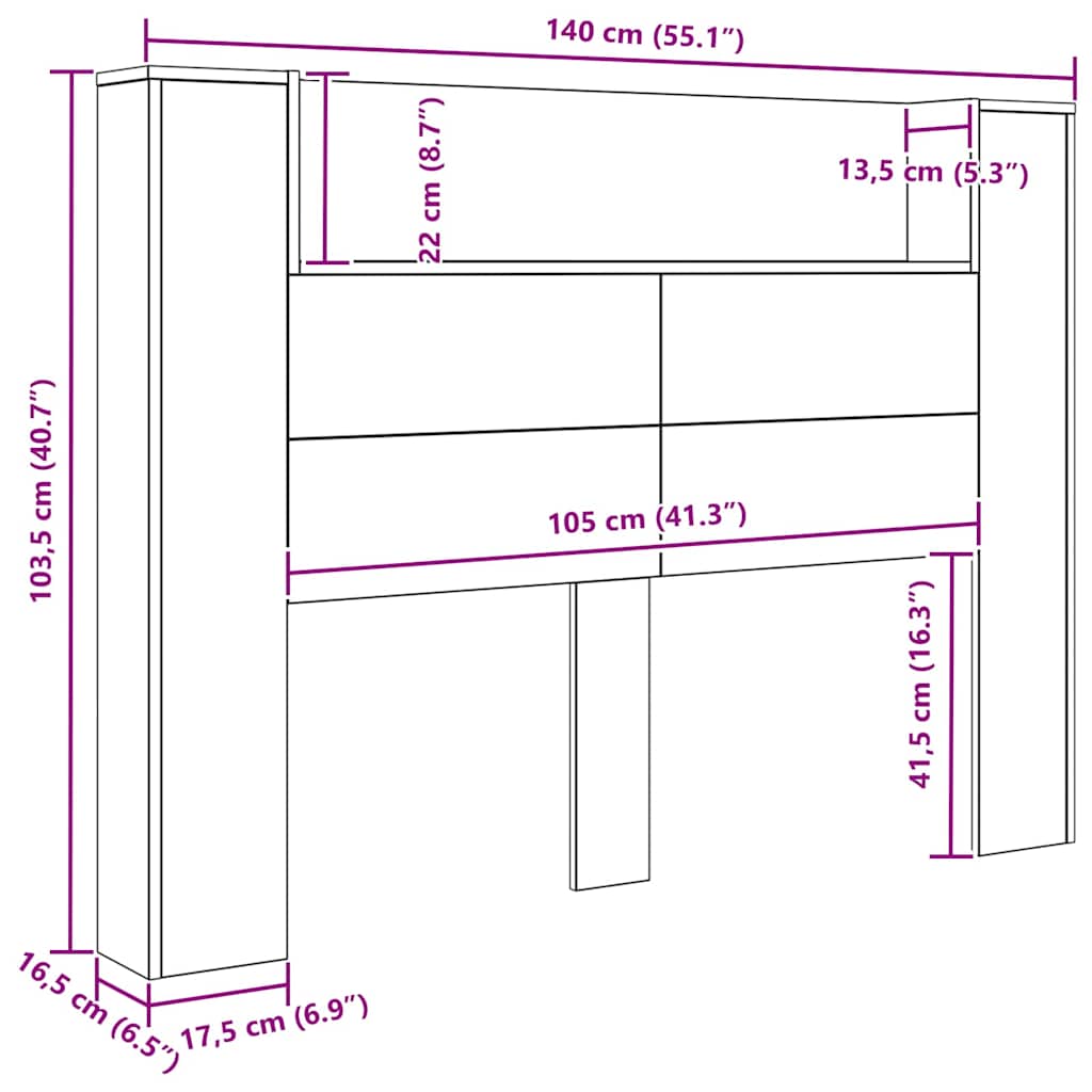 Κεφαλάρι Παλιό ξύλο 140 x 17 x 104,5 εκ Επεξεργασμένο ξύλο