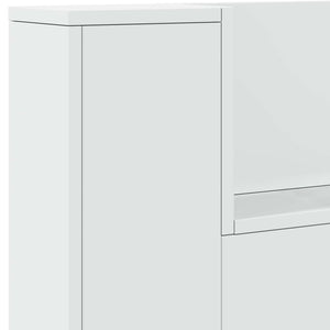 Κεφαλάρι αποθήκευσης με LED Λευκό Επεξεργασμένο Ξύλο