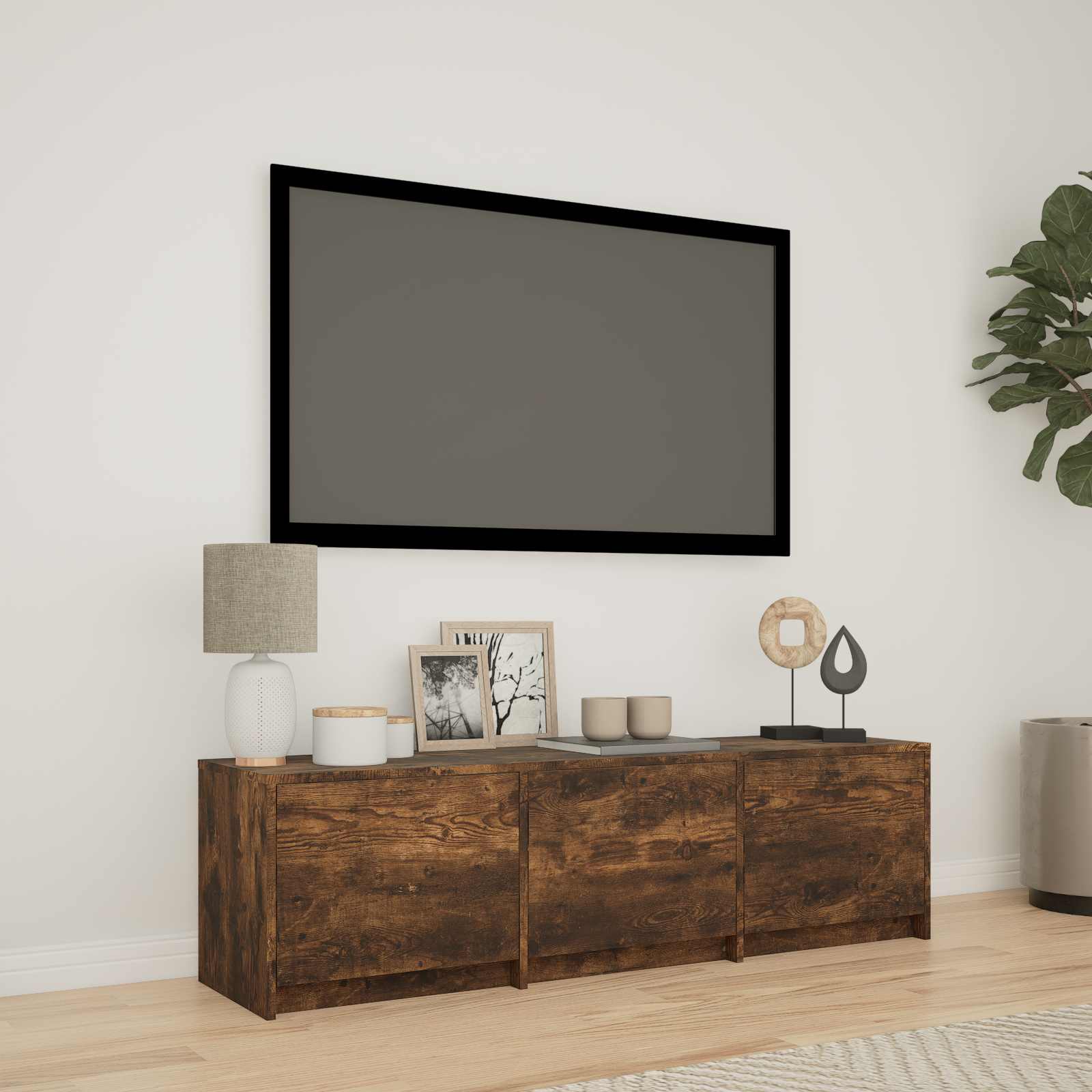 Τηλεοπτική βιβλιοθήκη με LED Καπνιστή Δρυς 140 x 34 x 40 εκ - Pakobazaar
