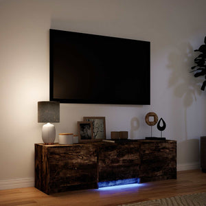 Τηλεοπτική βιβλιοθήκη με LED Καπνιστή Δρυς 140 x 34 x 40 εκ - Pakobazaar