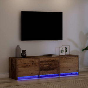 Τηλεοπτική βιβλιοθήκη με LED Παλιό ξύλο 140 x 34 x 40 εκ