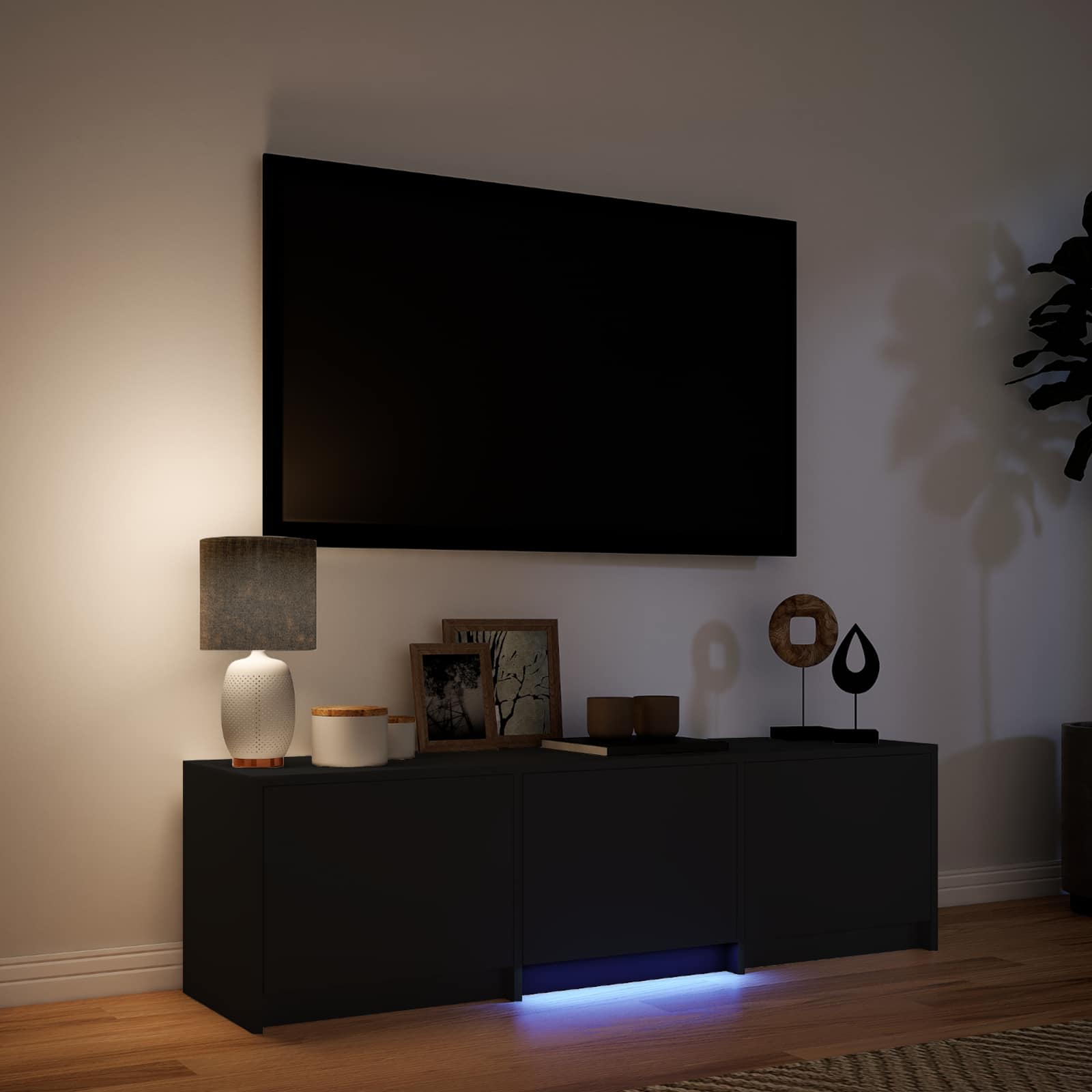 Τηλεοπτική βιβλιοθήκη με LED με LED Μαύρο 140 x 34 x 40 εκ - Pakobazaar