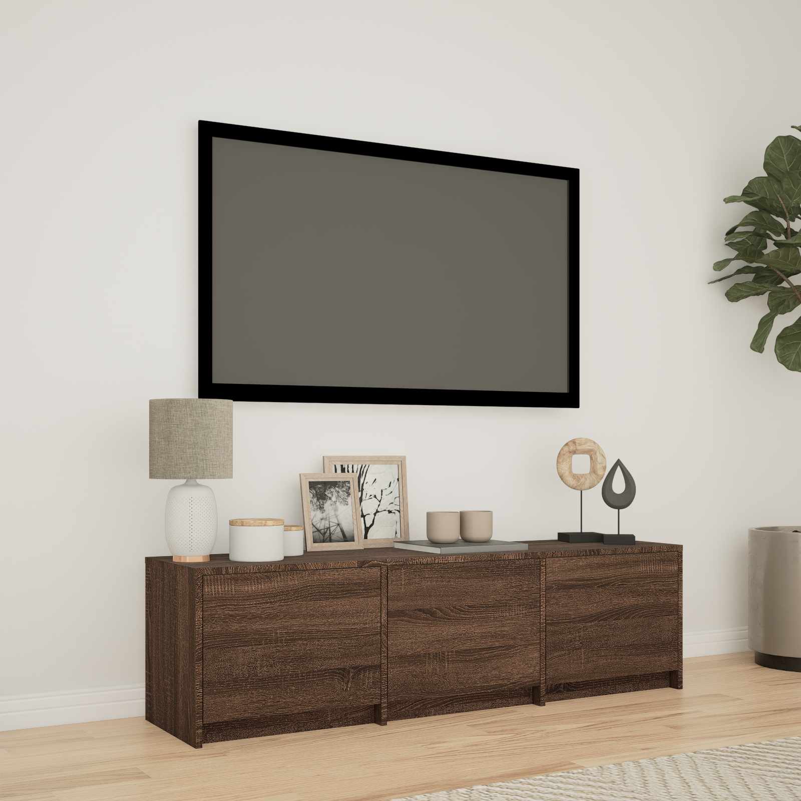 Τηλεοπτική βιβλιοθήκη με LED με LED Καφέ δρυς 140 x 34 x 40 εκ - Pakobazaar