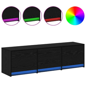 Τηλεοπτική βιβλιοθήκη με LED Μαύρη Δρυς 140 x 34 x 40 εκ