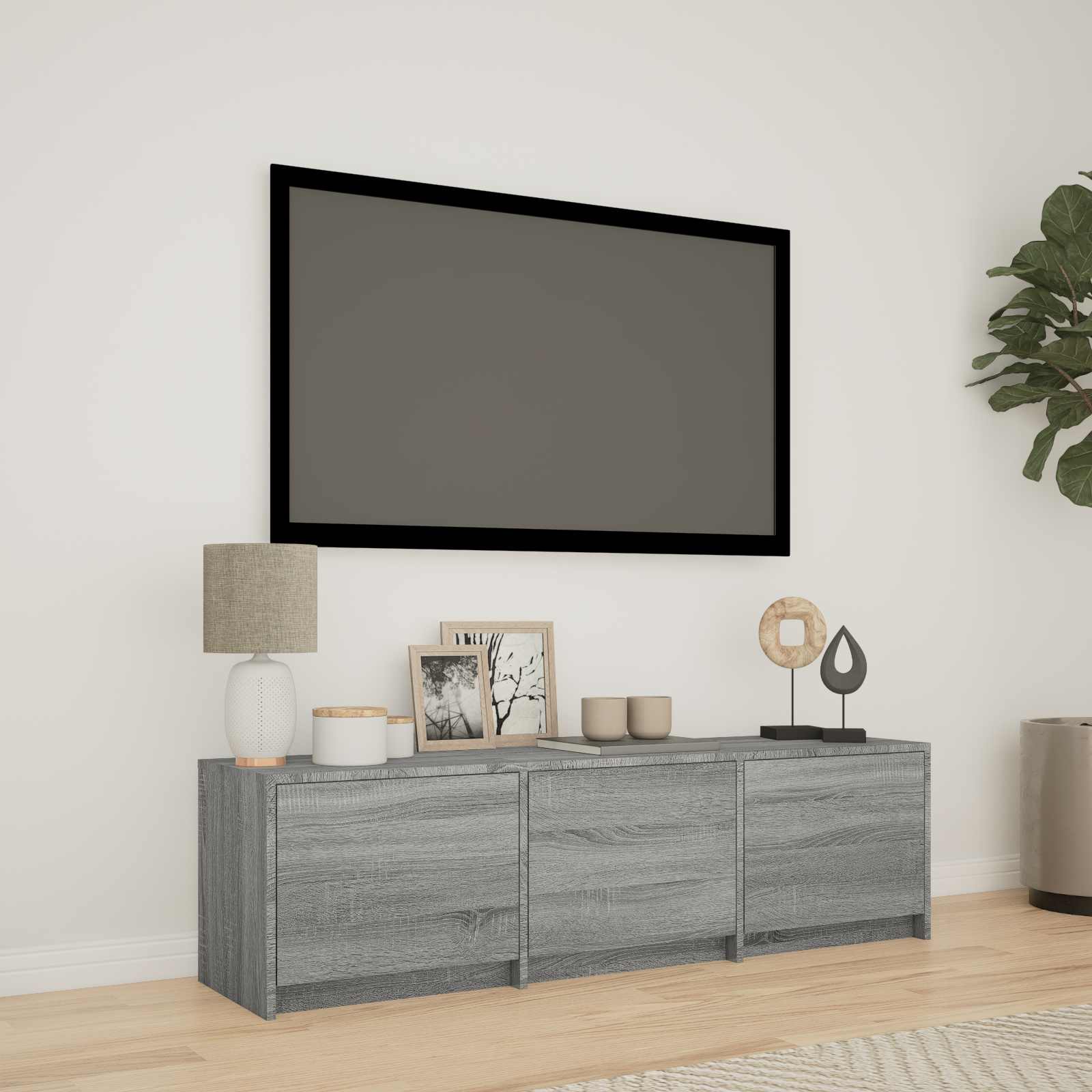 Τηλεοπτική βιβλιοθήκη με LED Γκρι Σονομά 140 x 34 x 40 εκ - Pakobazaar