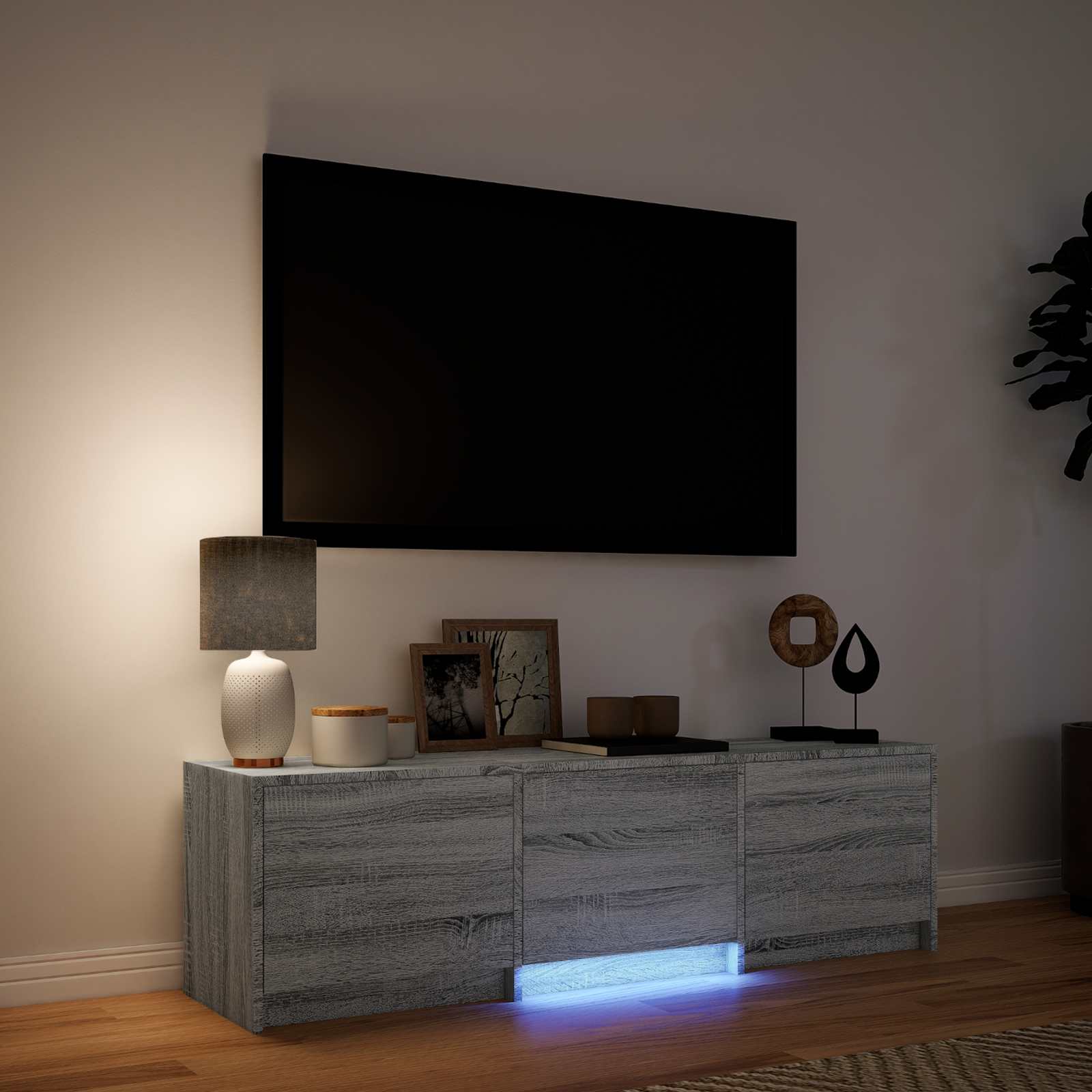 Τηλεοπτική βιβλιοθήκη με LED Γκρι Σονομά 140 x 34 x 40 εκ - Pakobazaar