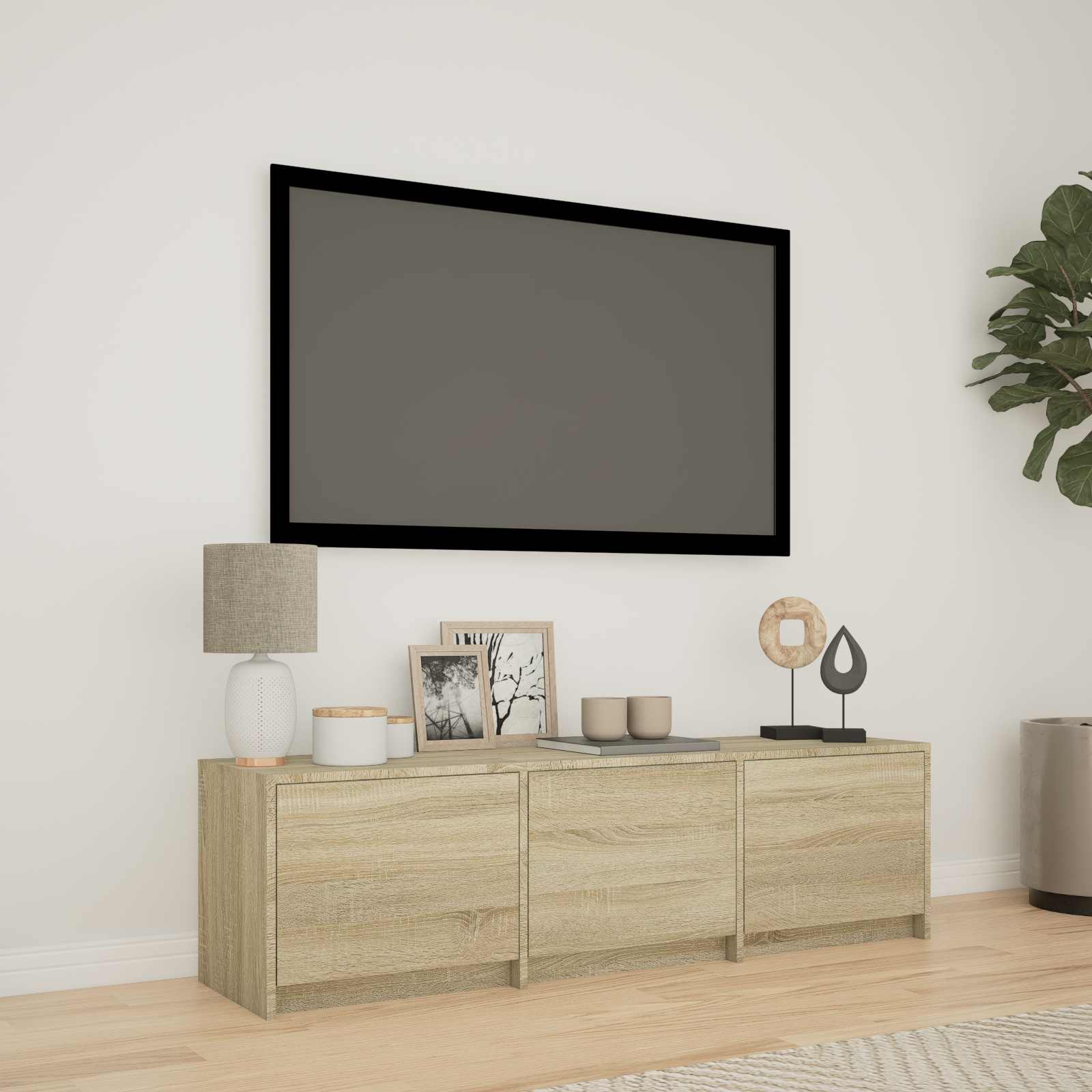 Τηλεοπτική βιβλιοθήκη με LED Δρύς Sonoma 140 x 34 x 40 εκ - Pakobazaar