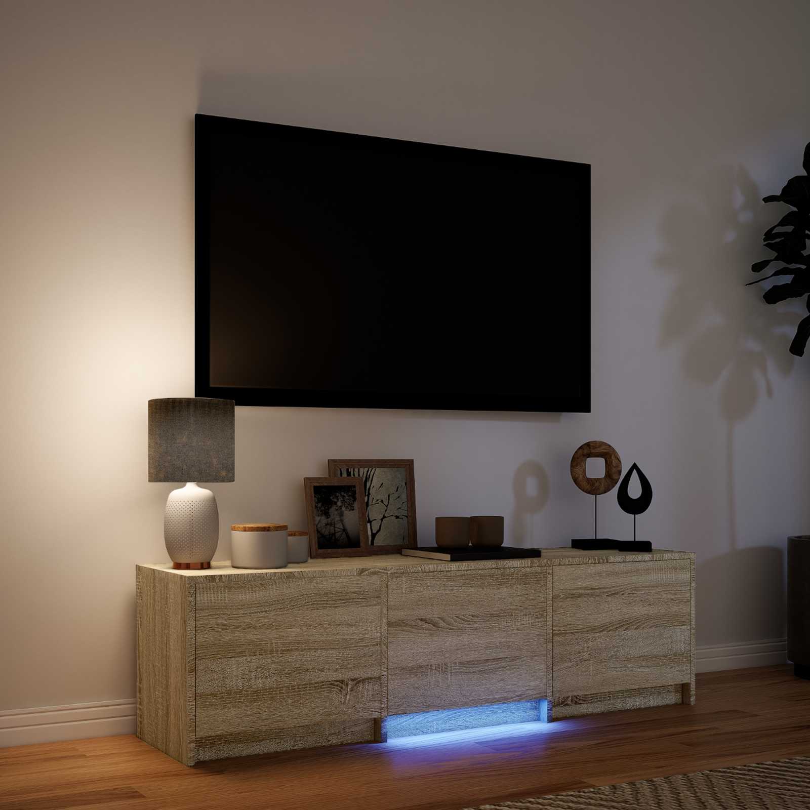 Τηλεοπτική βιβλιοθήκη με LED Δρύς Sonoma 140 x 34 x 40 εκ - Pakobazaar