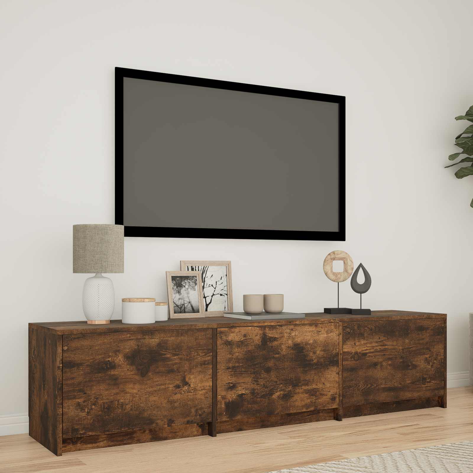 Τηλεοπτική βιβλιοθήκη με LED Καπνιστή Δρυς 165 x 34 x 40 εκ. - Pakobazaar