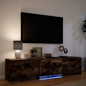 Τηλεοπτική βιβλιοθήκη με LED Καπνιστή Δρυς 165 x 34 x 40 εκ. - Pakobazaar