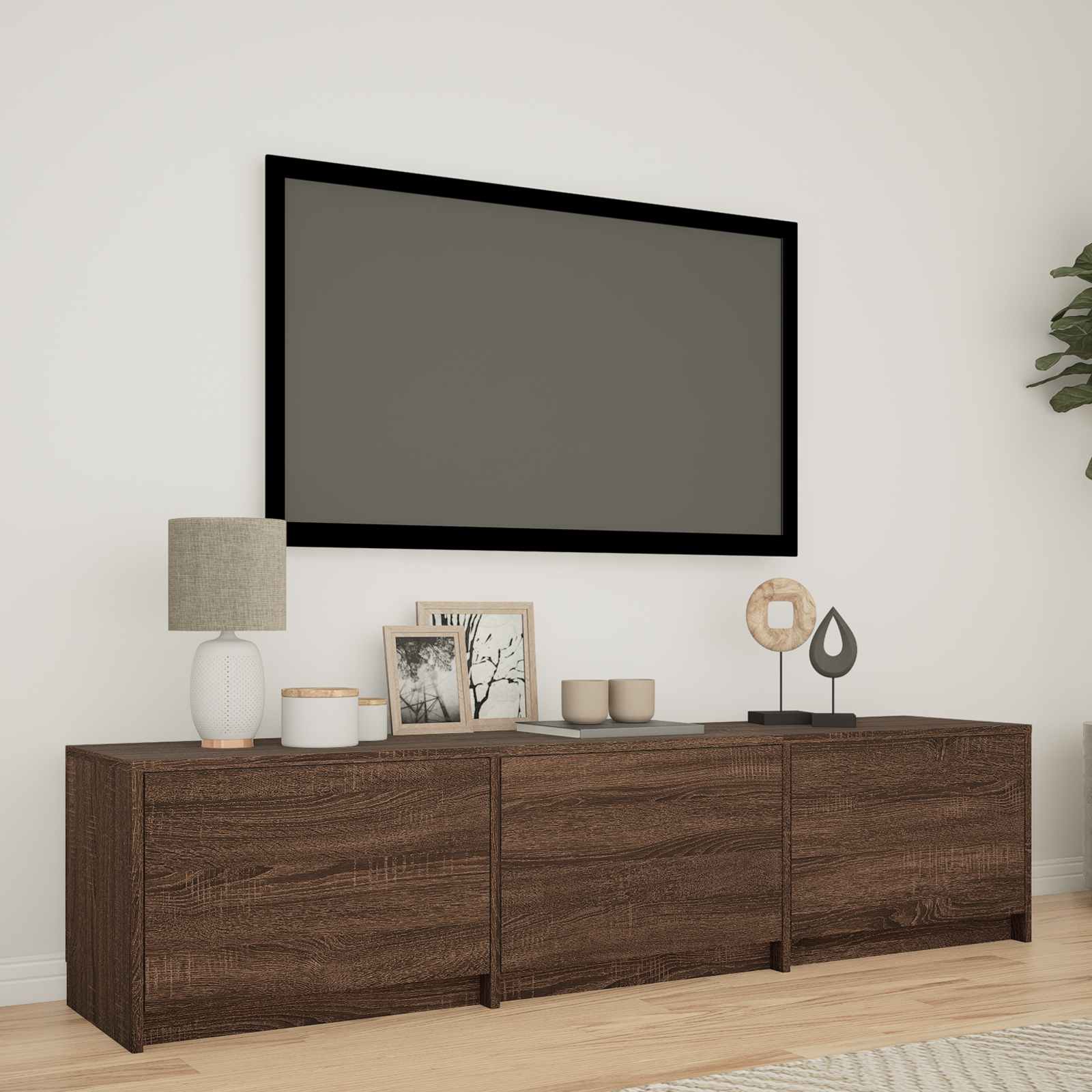 Τηλεοπτική βιβλιοθήκη με LED με LED Καφέ δρυς 165 x 34 x 40 εκ. - Pakobazaar