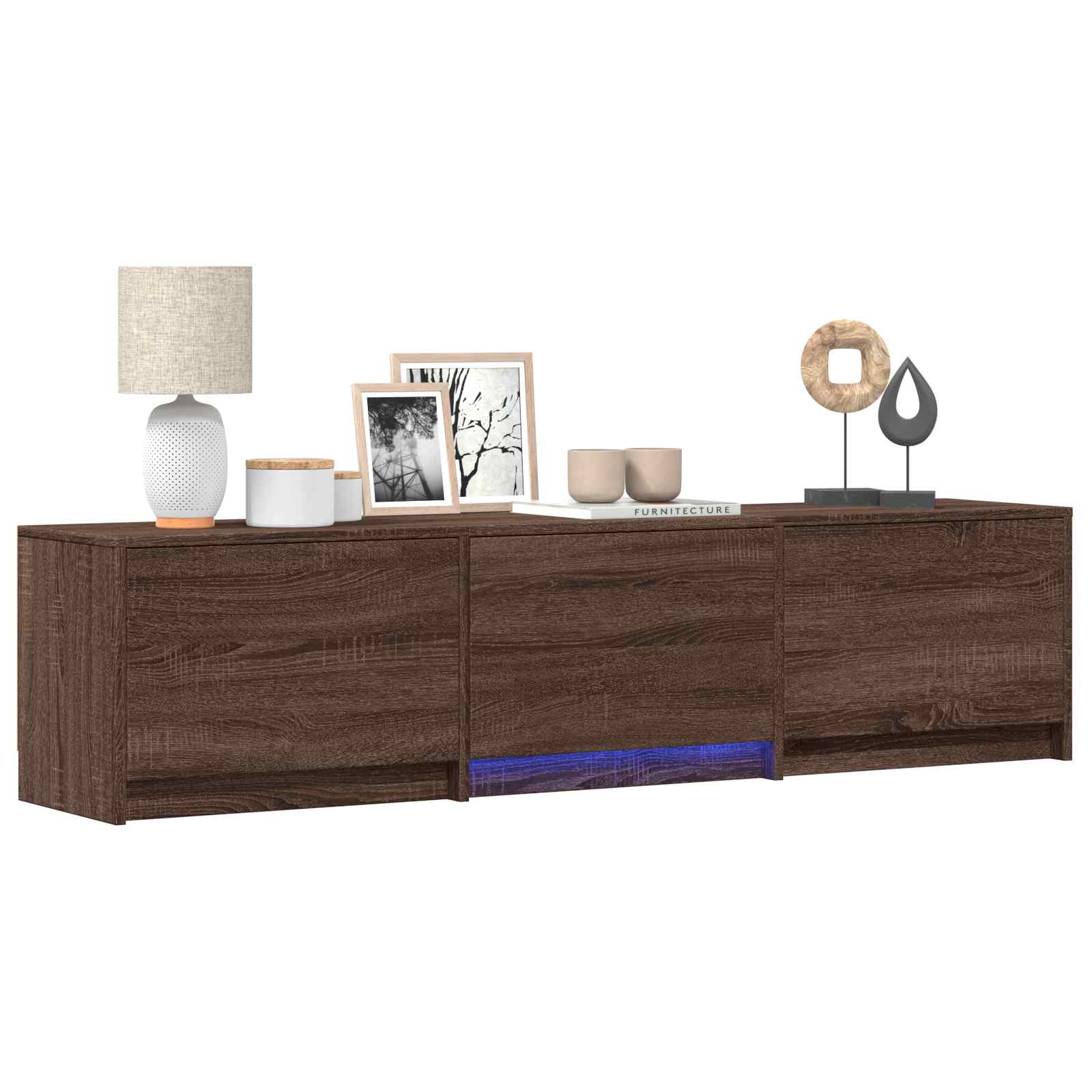 Τηλεοπτική βιβλιοθήκη με LED με LED Καφέ δρυς 165 x 34 x 40 εκ. - Pakobazaar