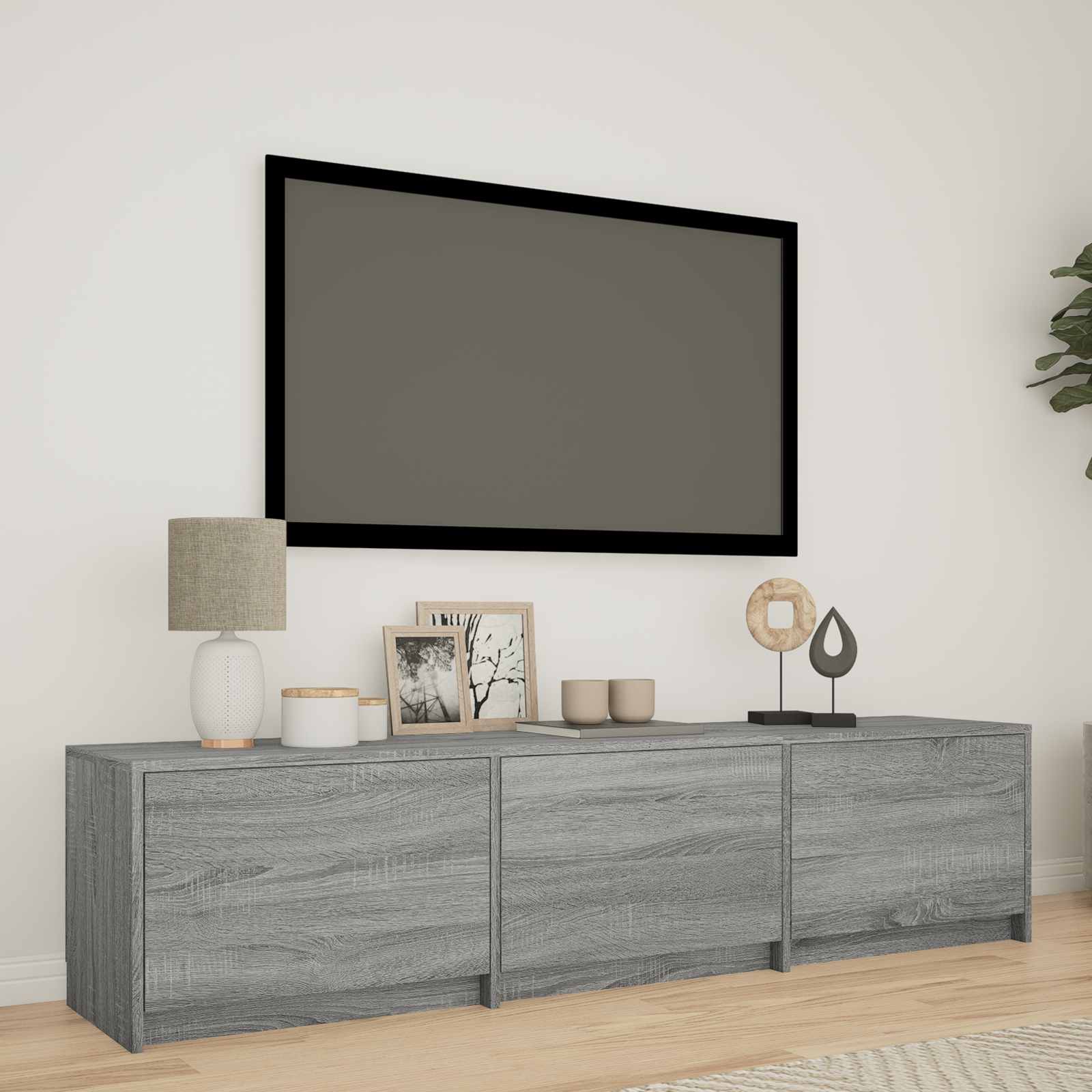 Τηλεοπτική βιβλιοθήκη με LED Γκρι Σονομά 165 x 34 x 40 εκ. - Pakobazaar