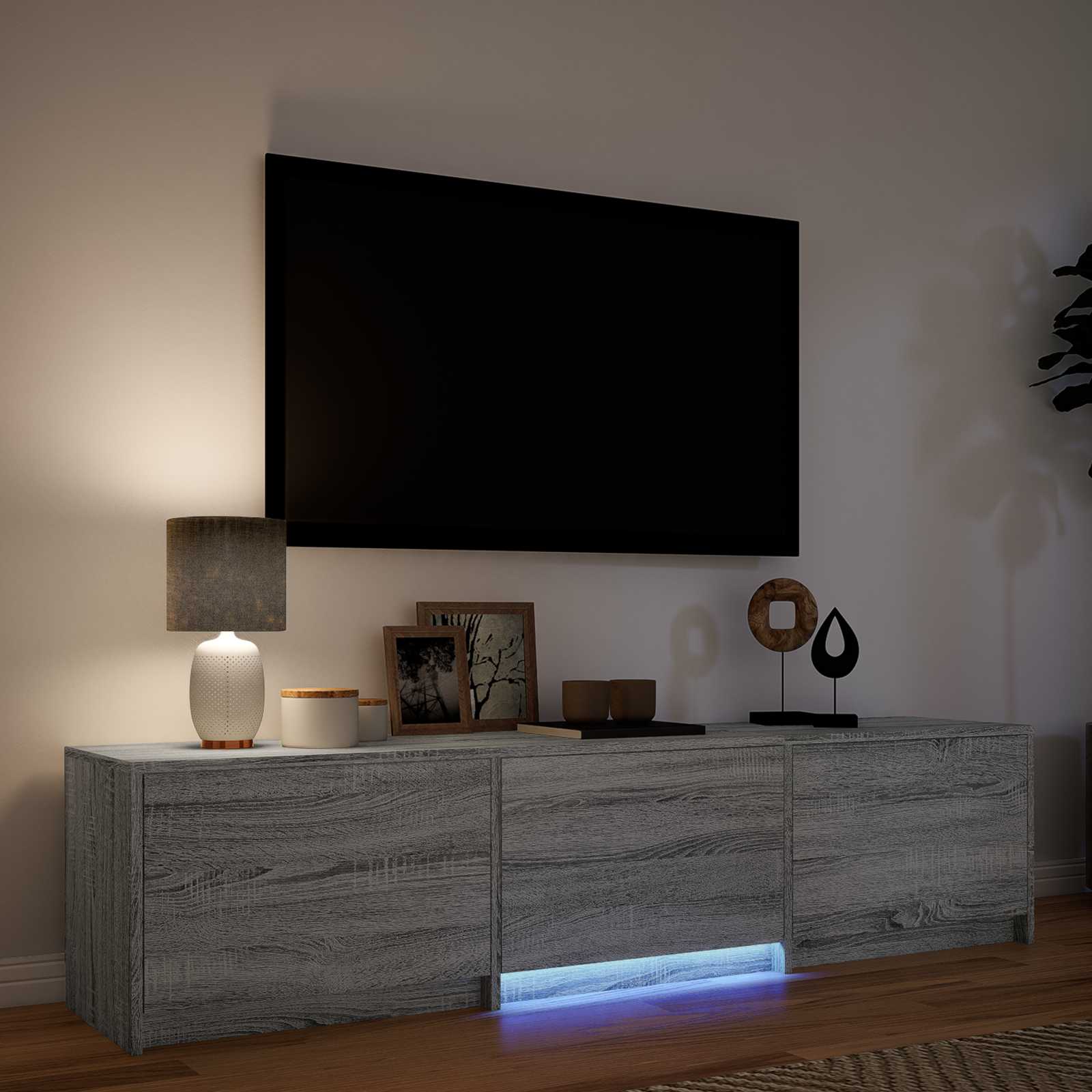 Τηλεοπτική βιβλιοθήκη με LED Γκρι Σονομά 165 x 34 x 40 εκ. - Pakobazaar