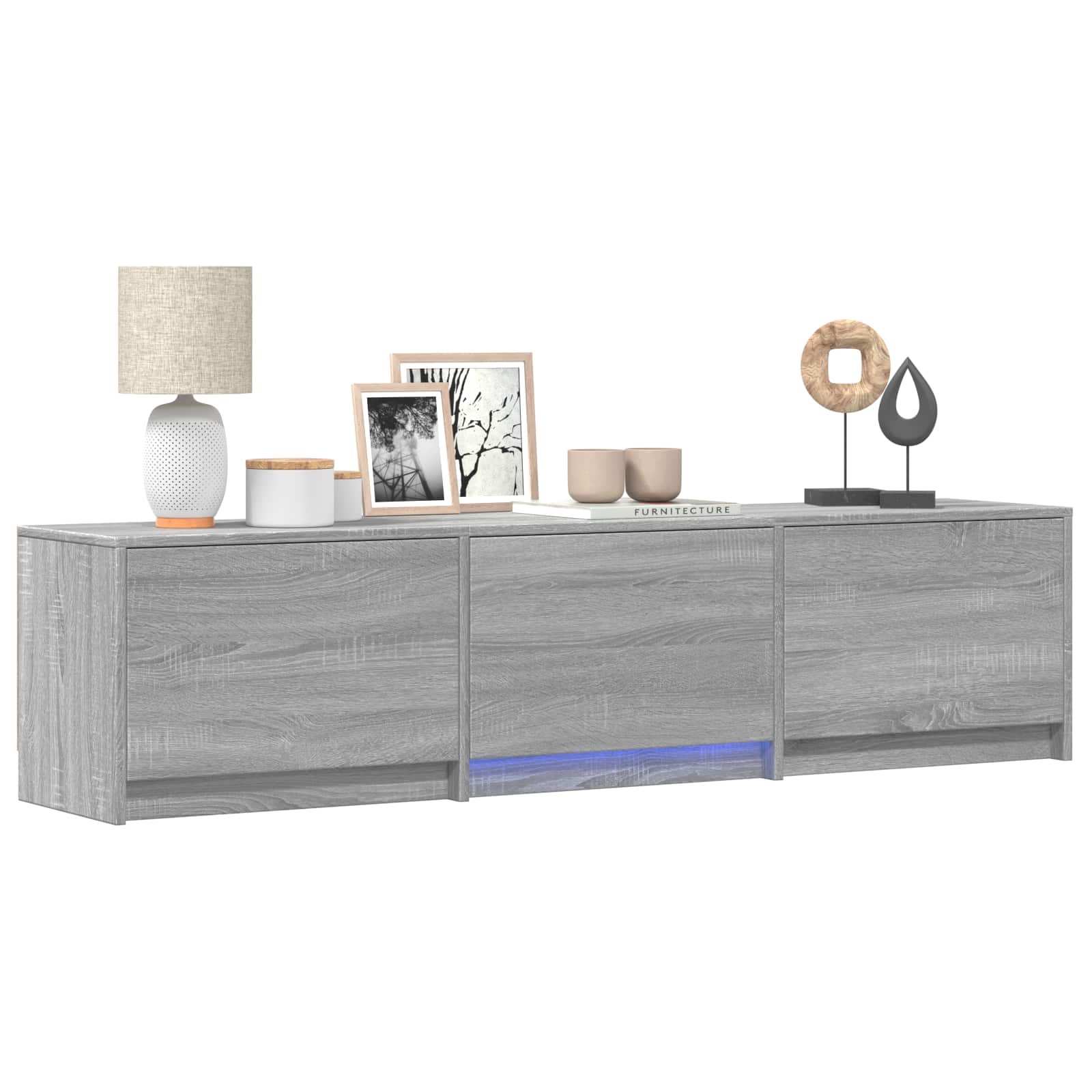 Τηλεοπτική βιβλιοθήκη με LED Γκρι Σονομά 165 x 34 x 40 εκ. - Pakobazaar