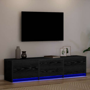 Τηλεοπτική βιβλιοθήκη με LED Μαύρη Δρυς 165 x 34 x 40 εκ.