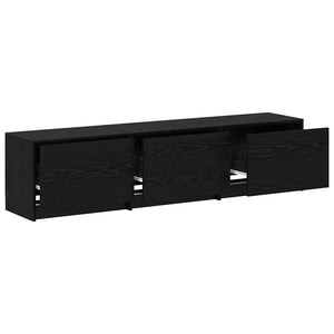 Τηλεοπτική βιβλιοθήκη με LED Μαύρη Δρυς 165 x 34 x 40 εκ.