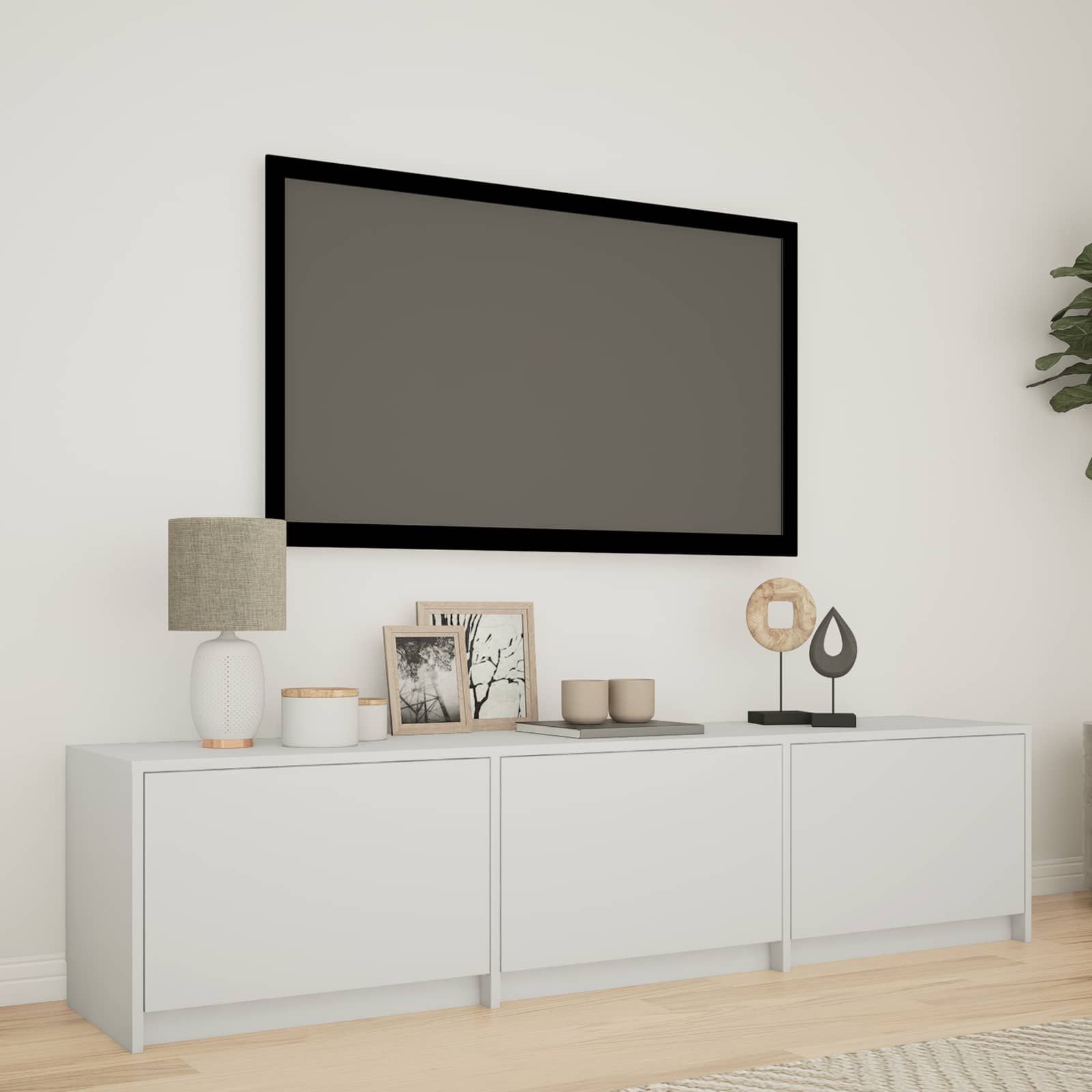 Τηλεοπτική βιβλιοθήκη με LED με LED Λευκός 165 x 34 x 40 εκ. - Pakobazaar