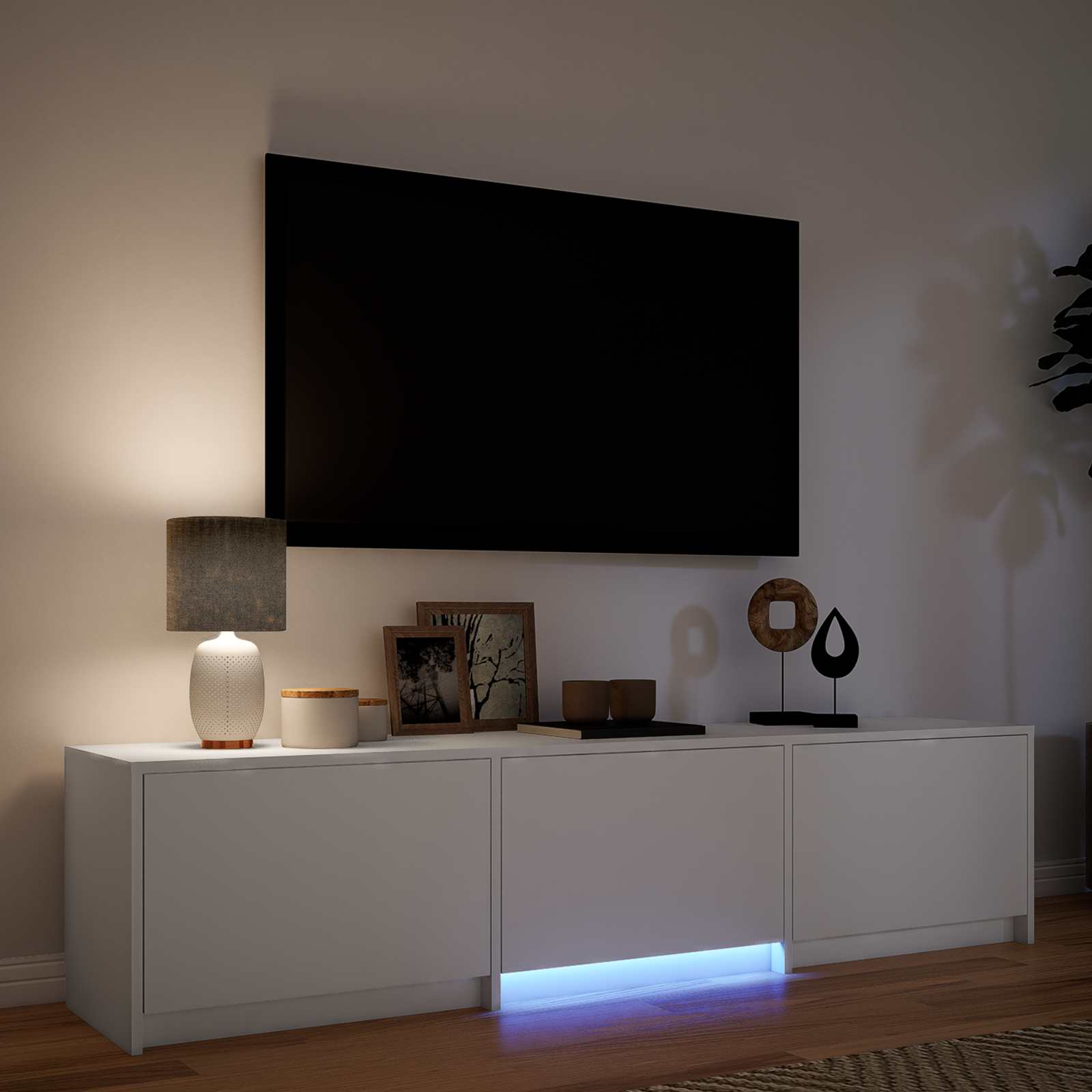 Τηλεοπτική βιβλιοθήκη με LED με LED Λευκός 165 x 34 x 40 εκ. - Pakobazaar