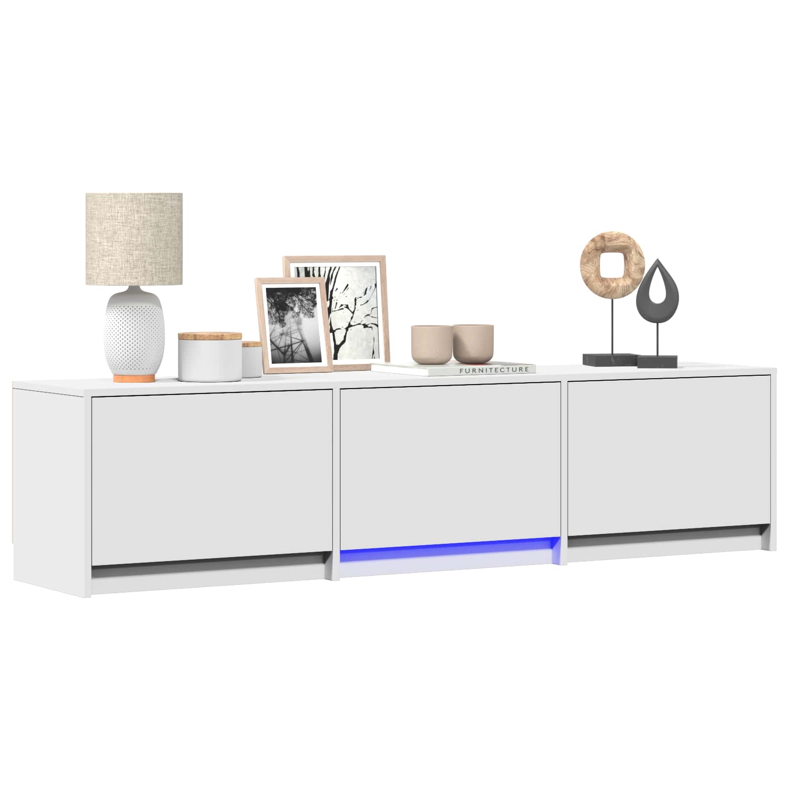 Τηλεοπτική βιβλιοθήκη με LED με LED Λευκός 165 x 34 x 40 εκ. - Pakobazaar
