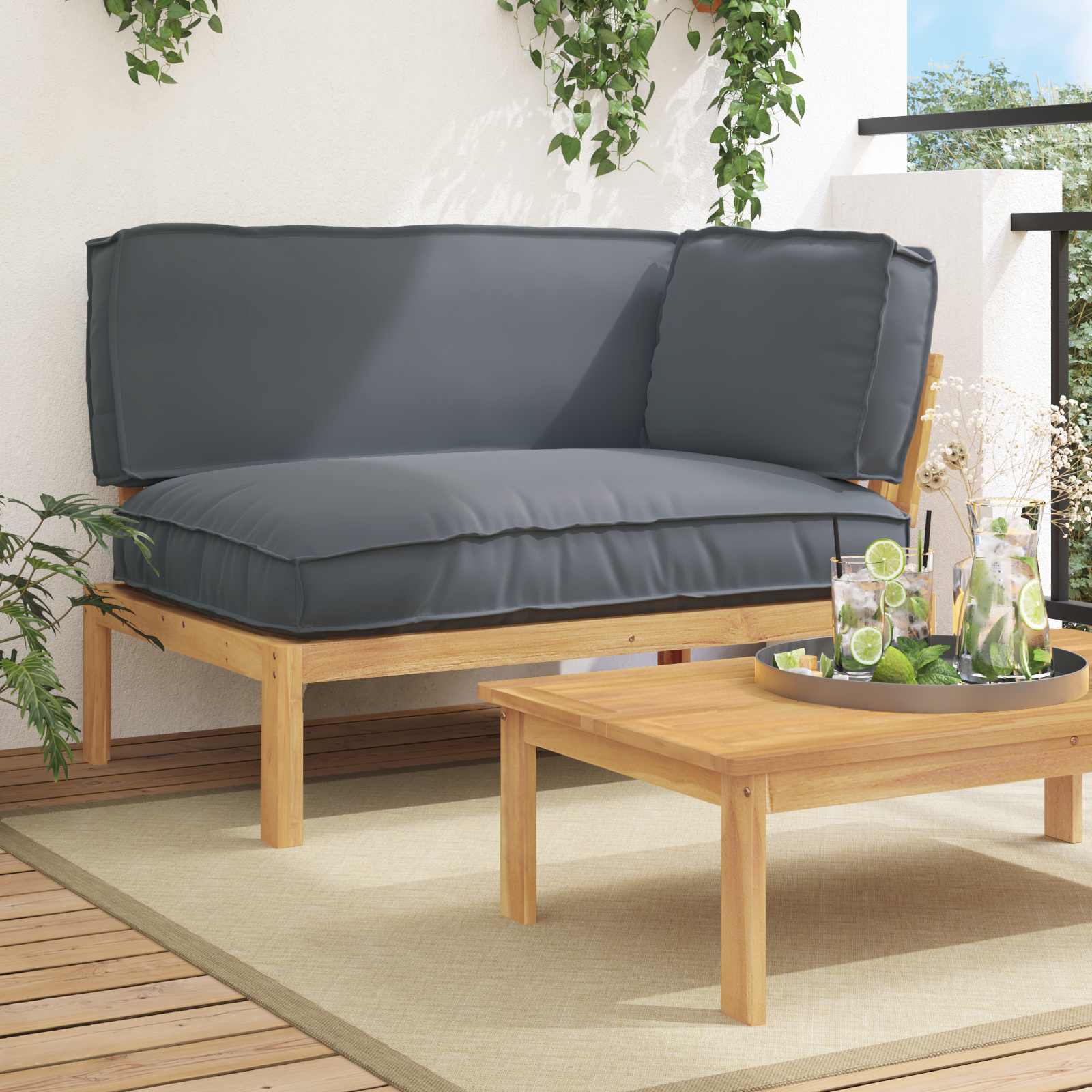 Σετ Καναπέ Ανθρακί 133 x 92 x 69 εκ. Στερεό Ξύλο Ακακίας
