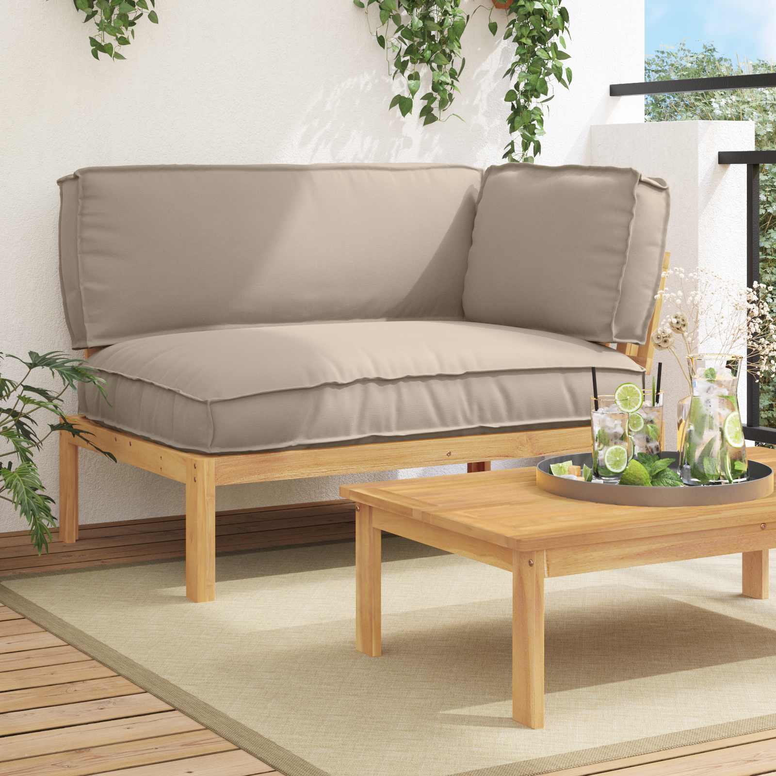 Σετ Καναπέ Taupe 133 x 92 x 69 εκ. Στερεό Ξύλο Ακακίας - Pakobazaar