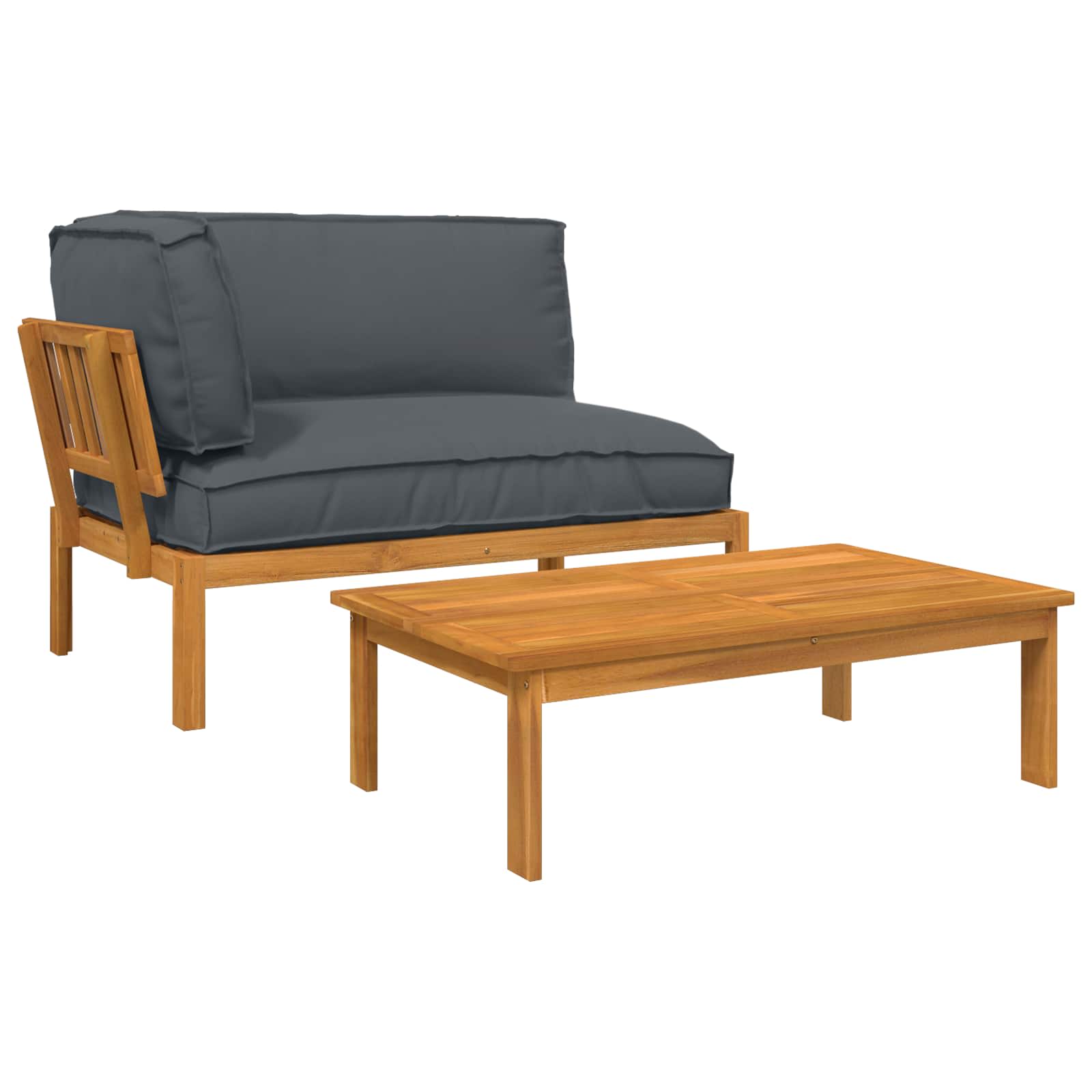 Σετ Καναπέ με μαξιλάρι 2 pcs Ανθρακί Στερεό Ξύλο Ακακίας