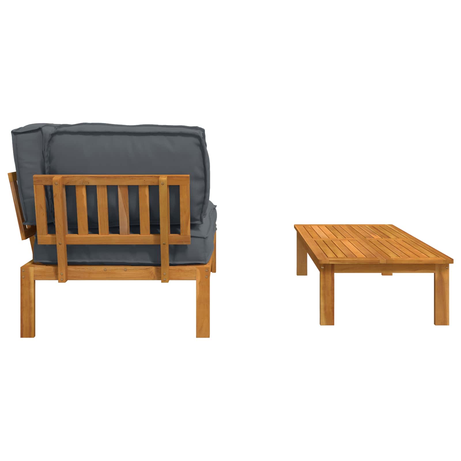 Σετ Καναπέ με μαξιλάρι 2 pcs Ανθρακί Στερεό Ξύλο Ακακίας