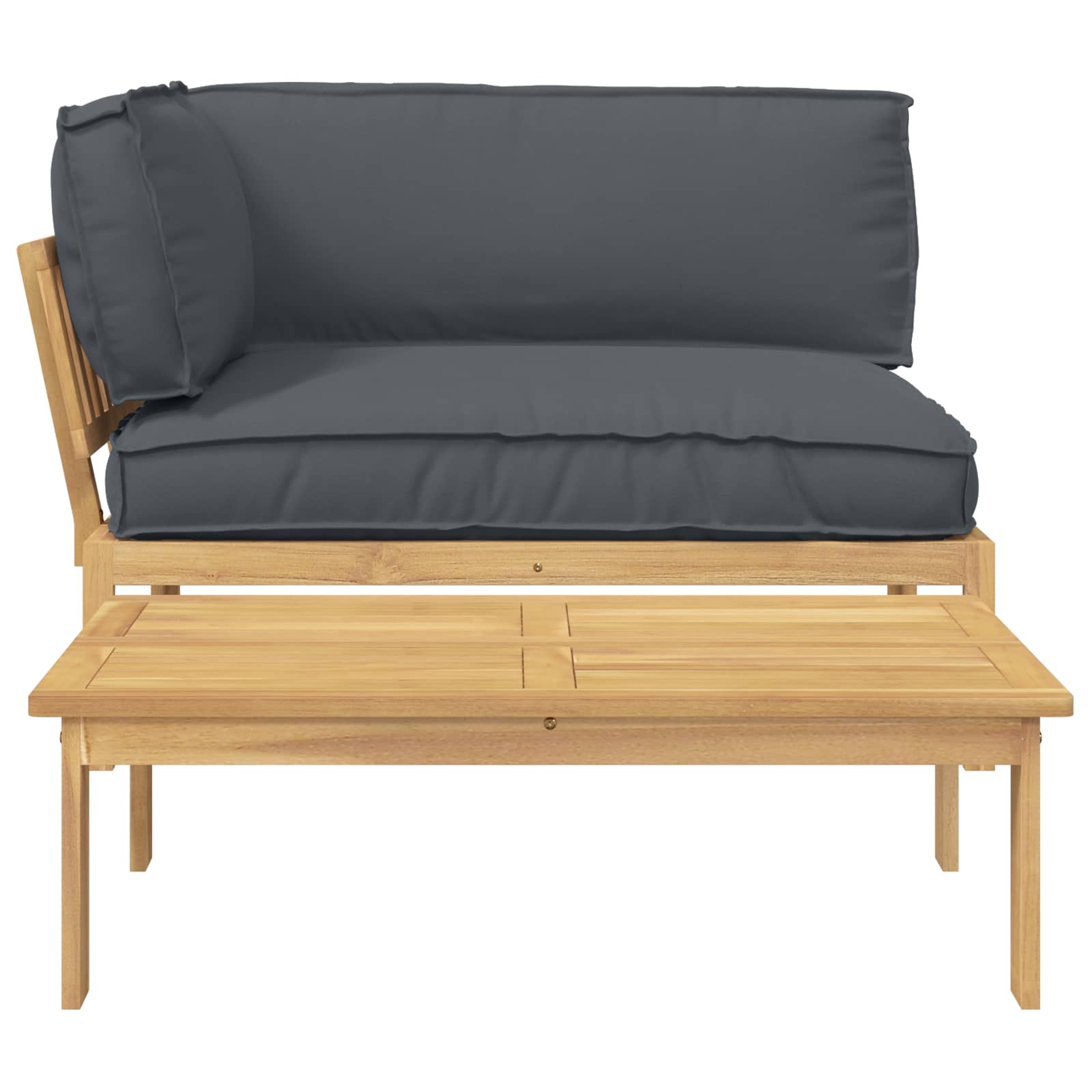 Σετ Καναπέ με μαξιλάρι 2 pcs Ανθρακί Στερεό Ξύλο Ακακίας