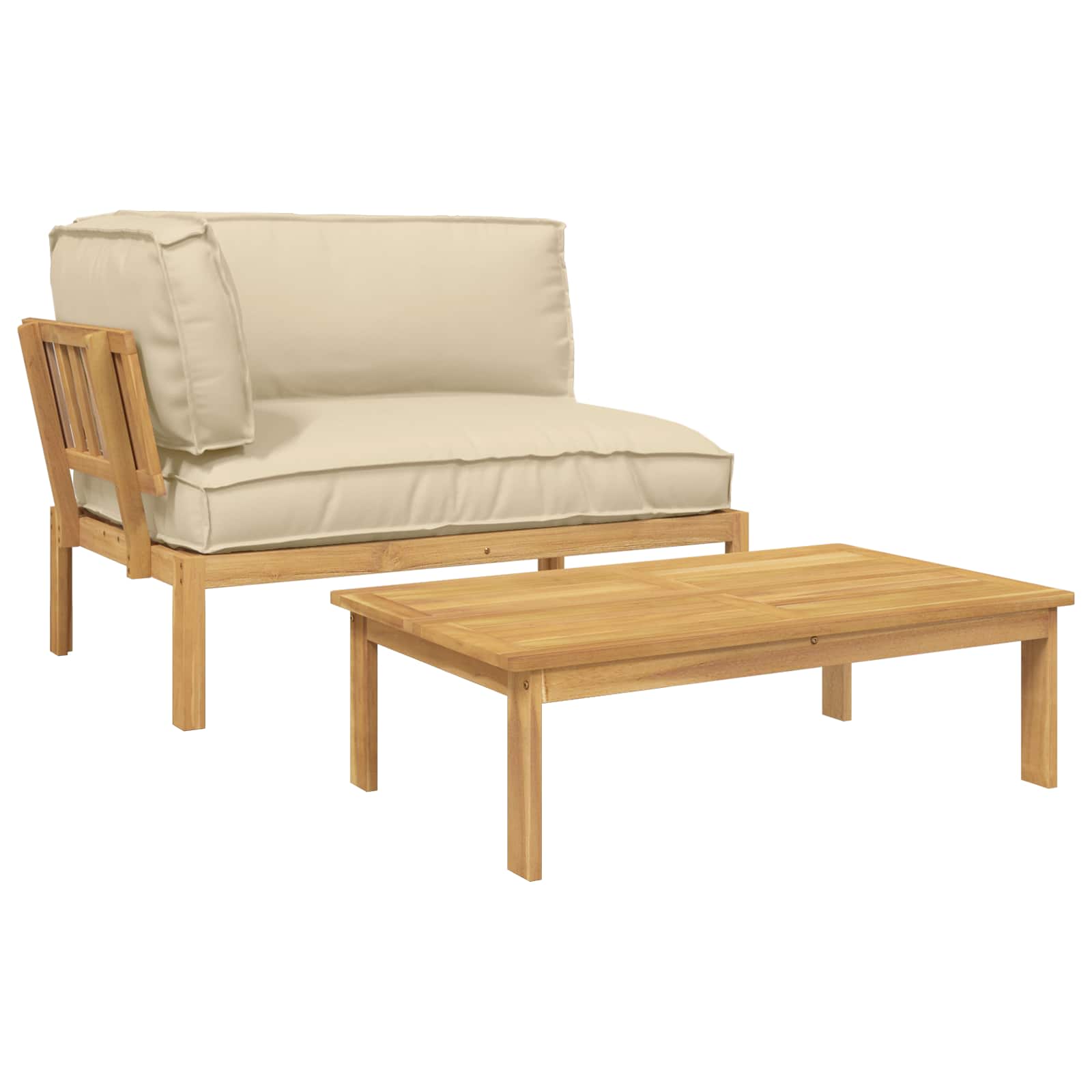Σετ Καναπέ με μαξιλάρι Μονόχρωμο 2 pcs Μπεζ Στερεό Ξύλο Ακακίας - Pakobazaar