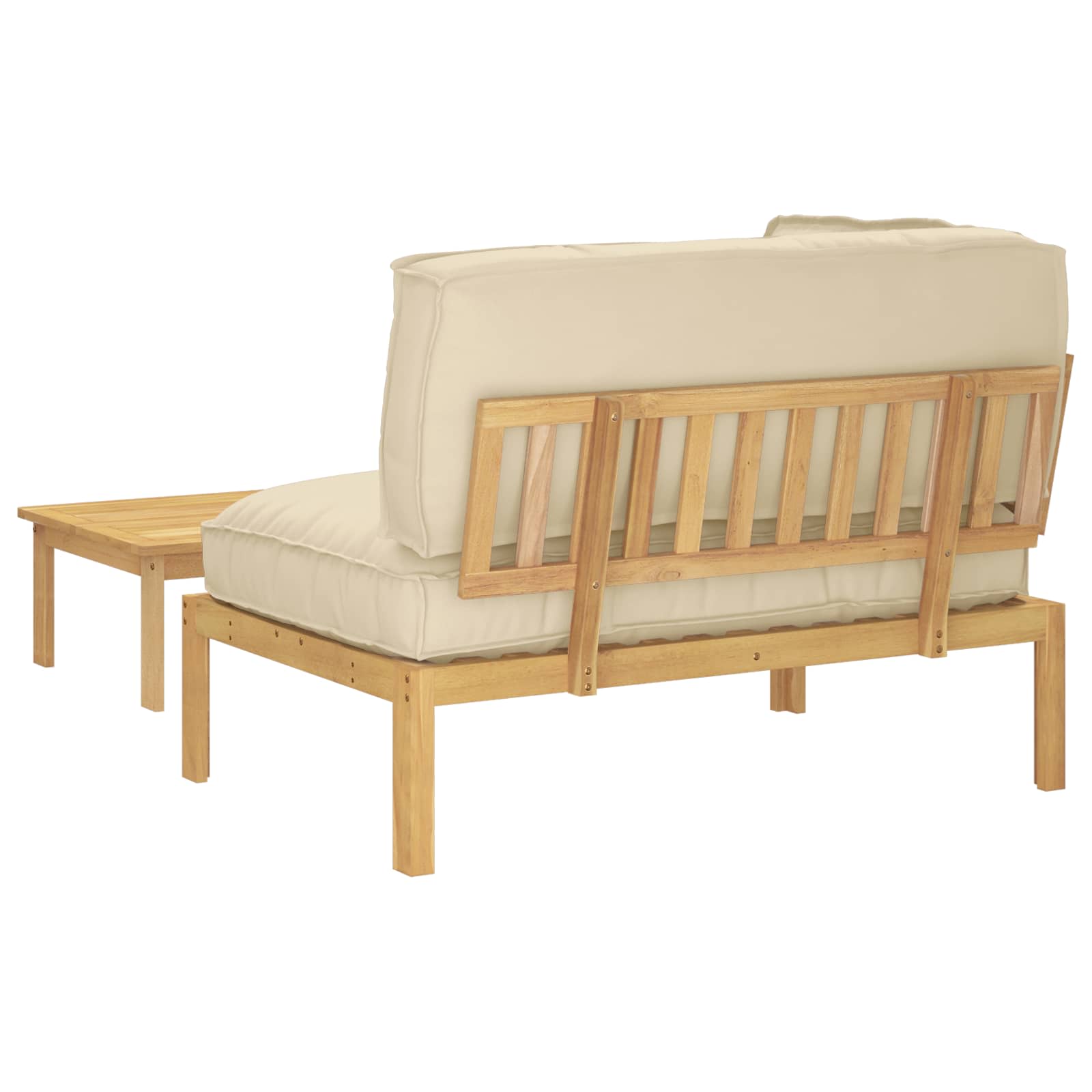 Σετ Καναπέ με μαξιλάρι Μονόχρωμο 2 pcs Μπεζ Στερεό Ξύλο Ακακίας - Pakobazaar