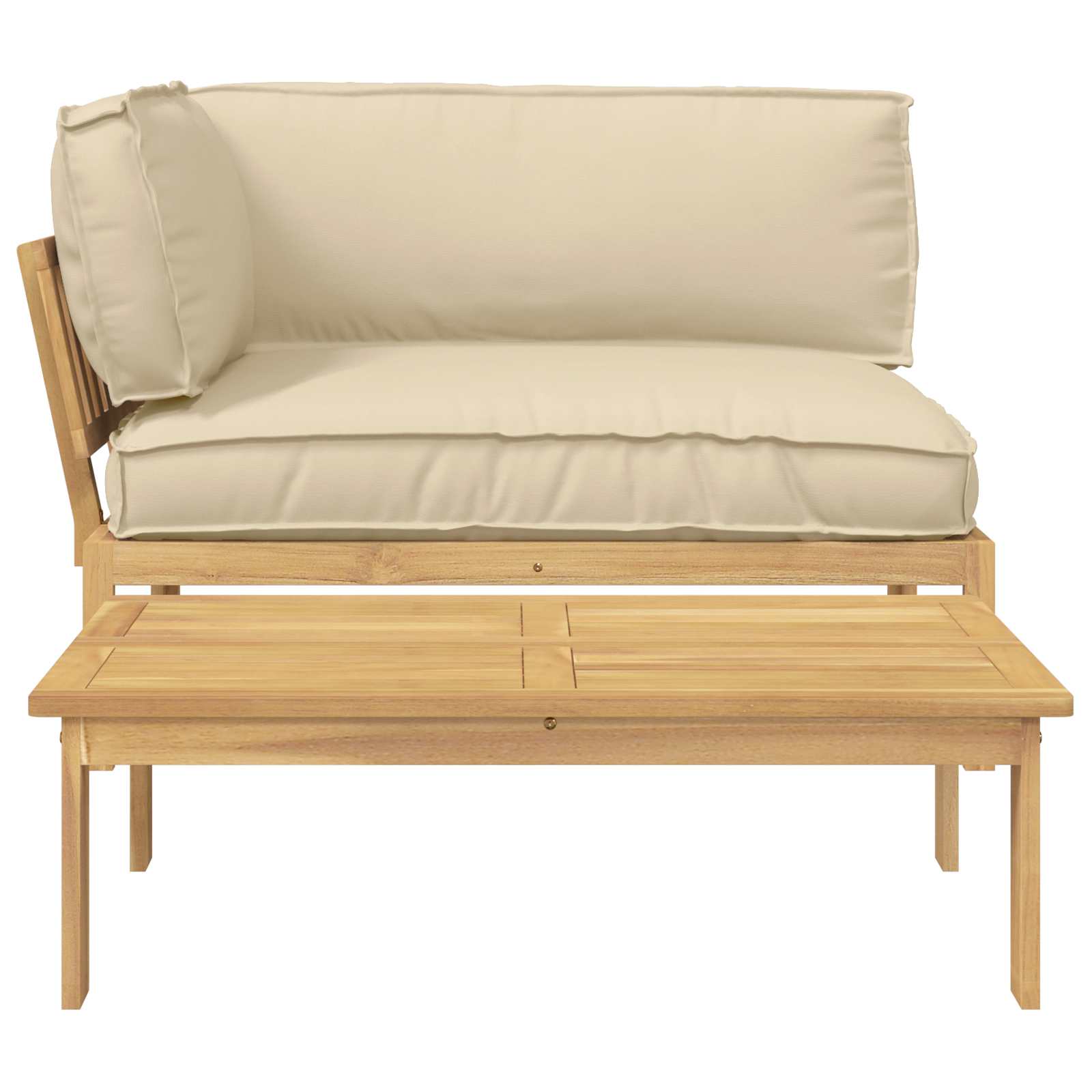 Σετ Καναπέ με μαξιλάρι Μονόχρωμο 2 pcs Μπεζ Στερεό Ξύλο Ακακίας - Pakobazaar