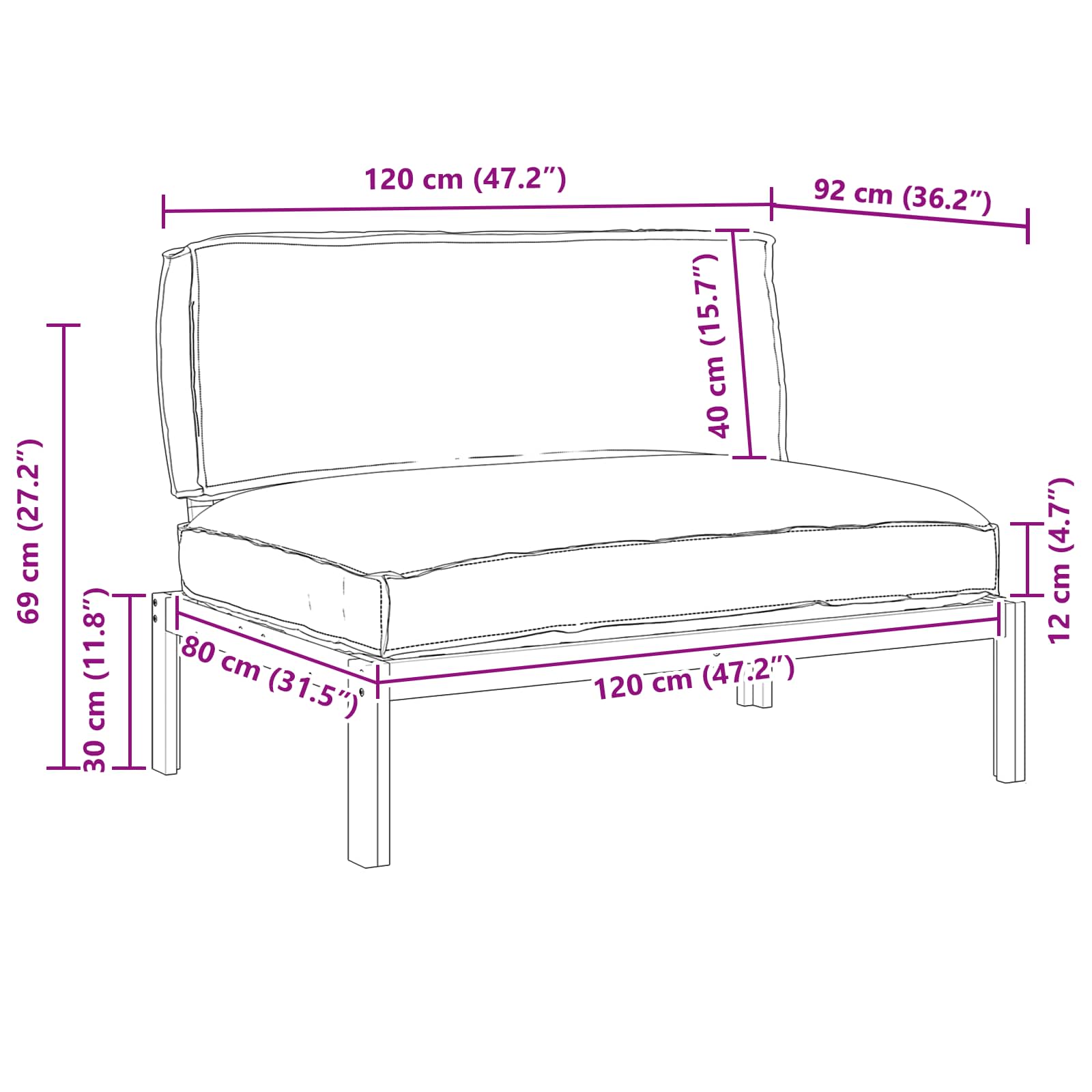 Σετ Καναπέ Ανθρακί 120 x 92 x 69 εκ Στερεό Ξύλο Ακακίας - Pakobazaar