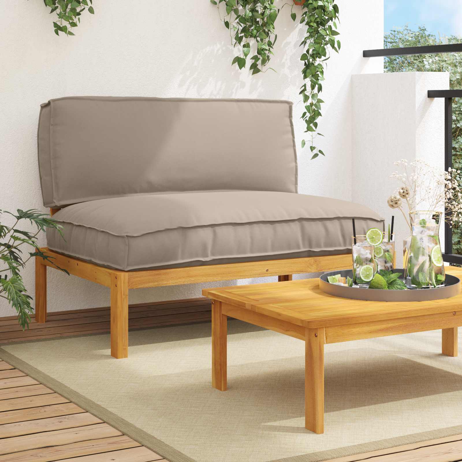 Σετ Καναπέ Μονόχρωμο Taupe 120 x 92 x 69 εκ Στερεό Ξύλο Ακακίας - Pakobazaar