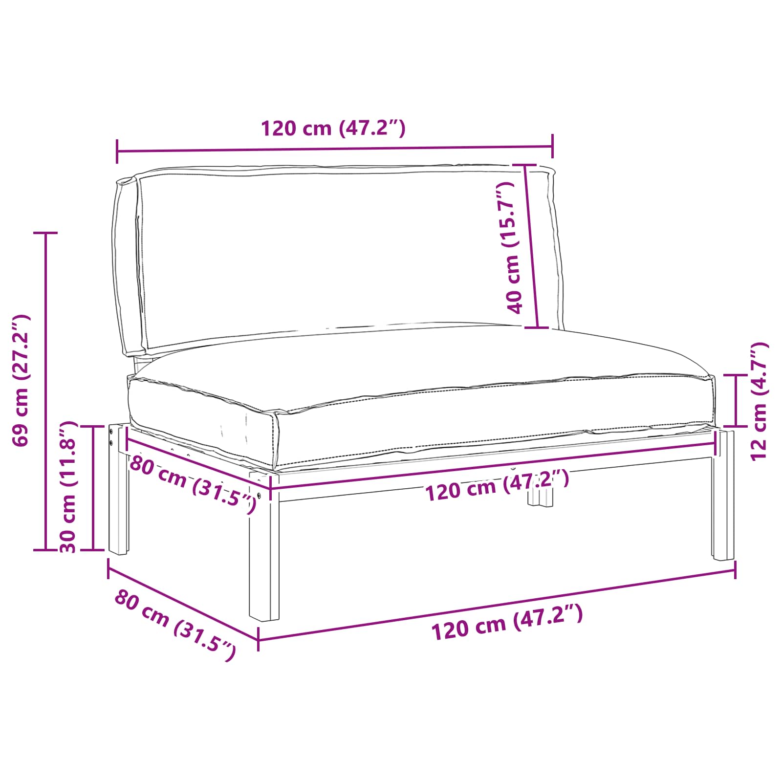 Σετ Καναπέ Μονόχρωμο Μαύρο 120 x 92 x 69 εκ Στερεό Ξύλο Ακακίας