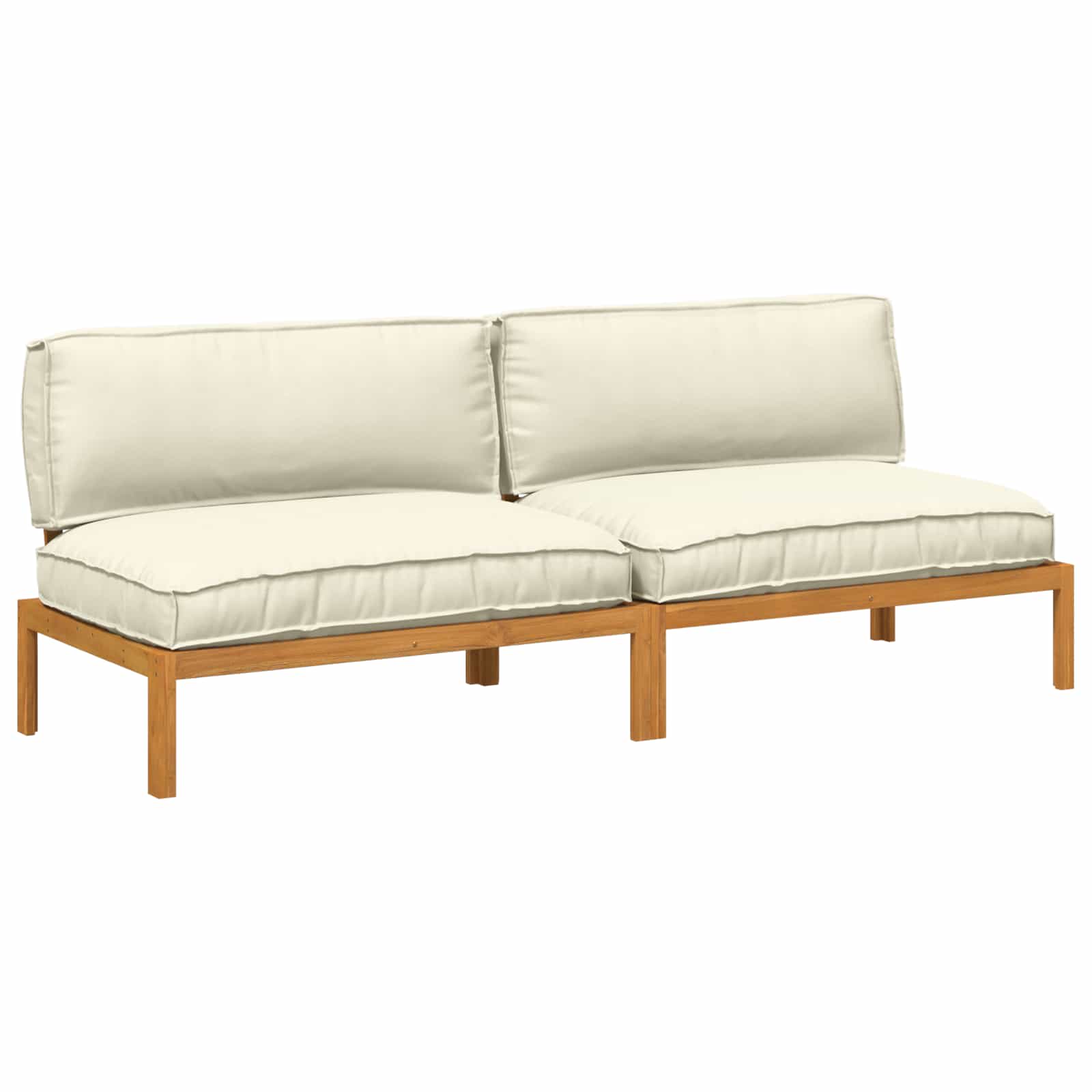 Σετ Καναπέ με μαξιλάρι Μονόχρωμο 2 pcs Κρεμ Στερεό Ξύλο Ακακίας - Pakobazaar