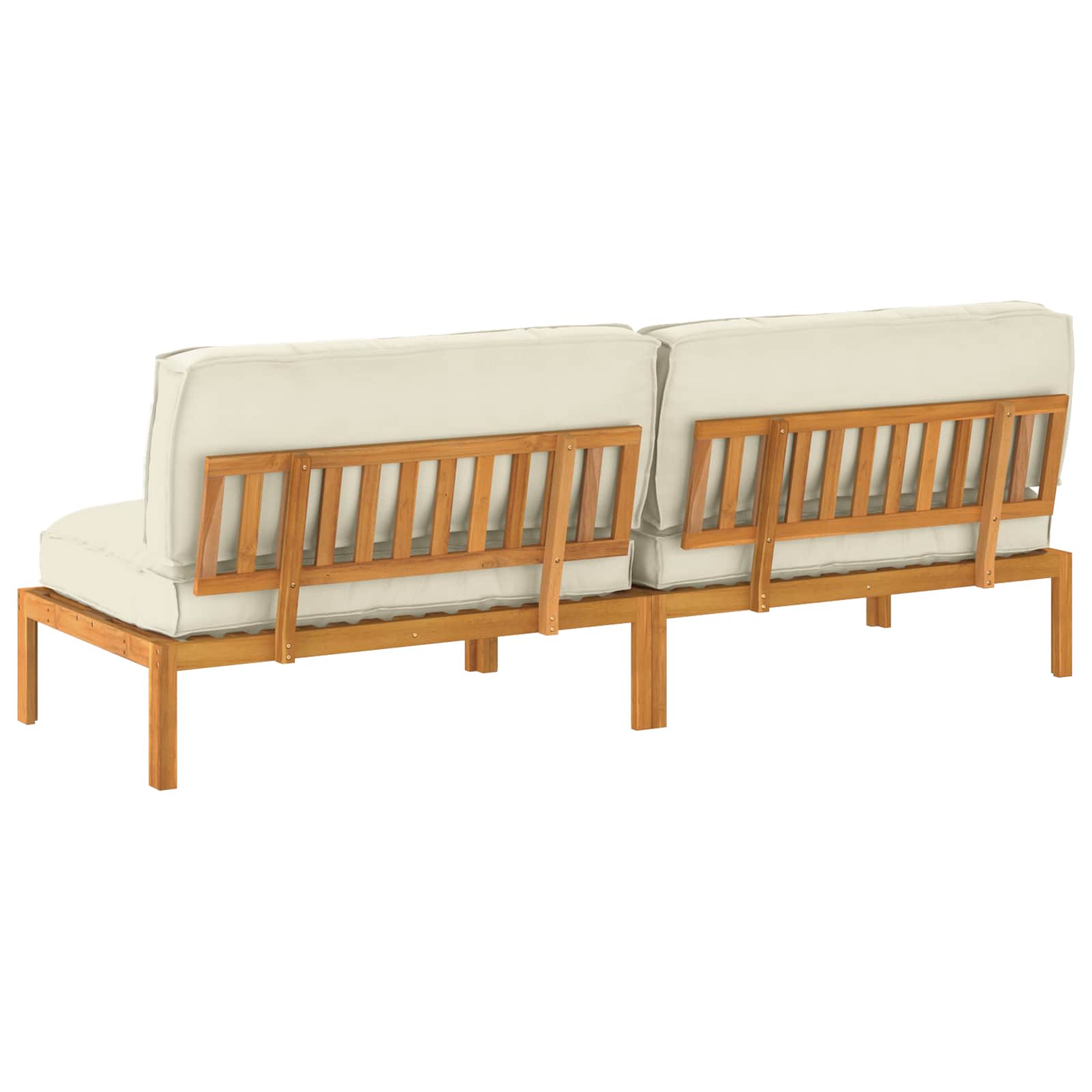 Σετ Καναπέ με μαξιλάρι Μονόχρωμο 2 pcs Κρεμ Στερεό Ξύλο Ακακίας - Pakobazaar