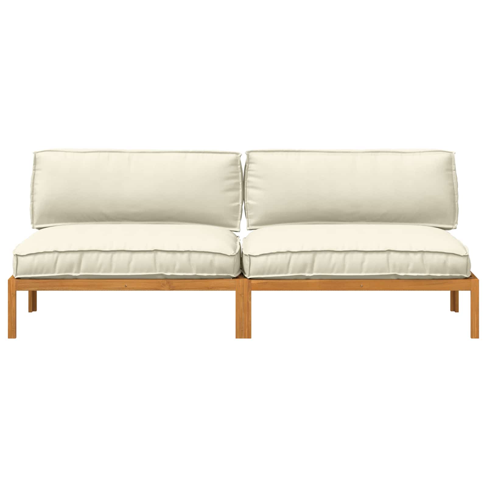 Σετ Καναπέ με μαξιλάρι Μονόχρωμο 2 pcs Κρεμ Στερεό Ξύλο Ακακίας - Pakobazaar